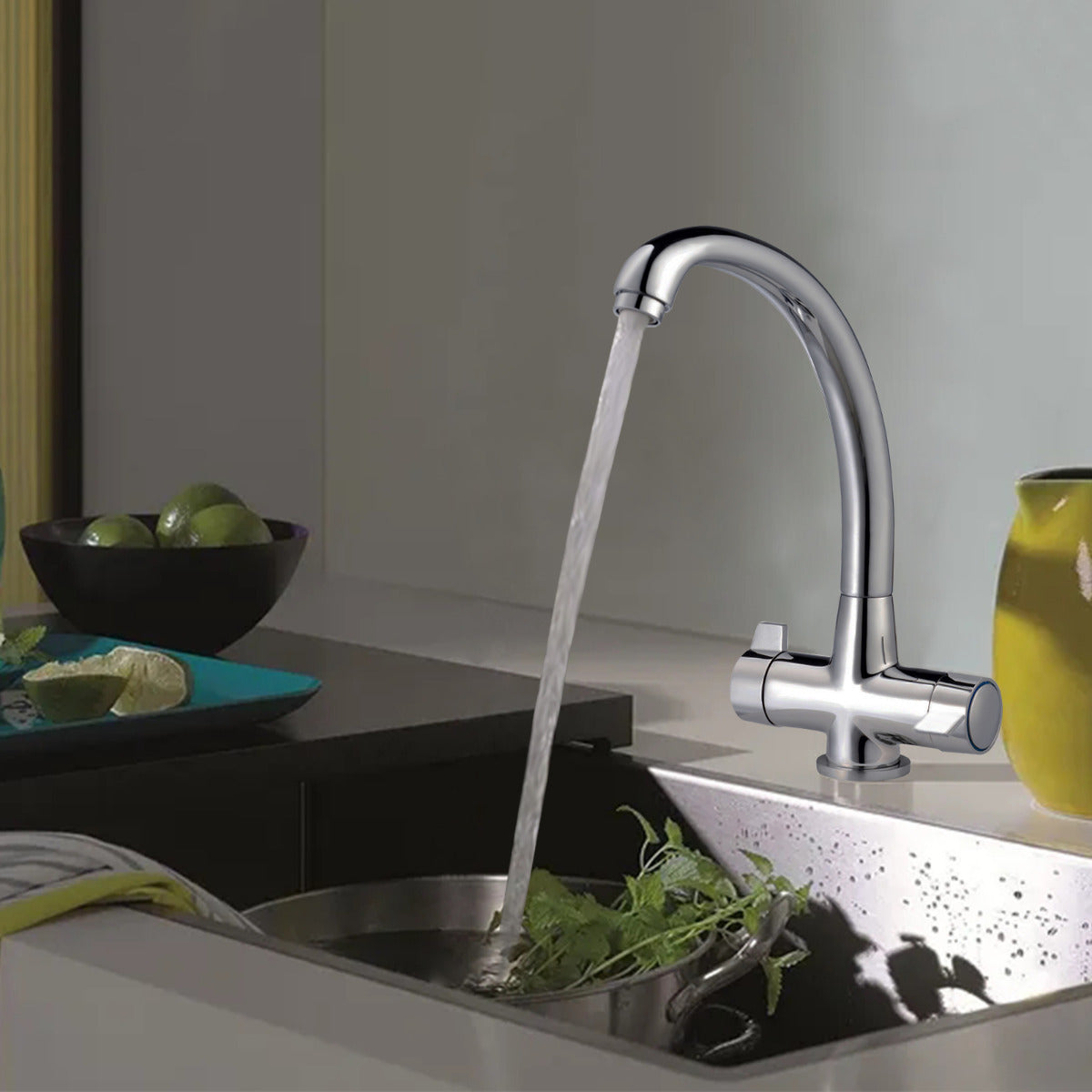 JassferryJASSFERRY New Mono Kitchen Mixer Taps Swivel Spout Dual Lever Polished ChromeTaps