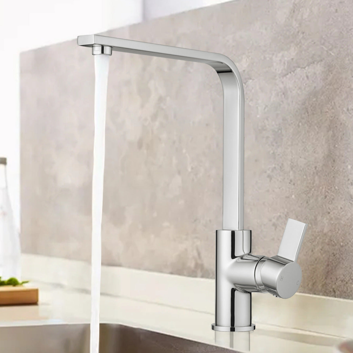 JassferryJASSFERRY Square Kitchen Sink Mixer Taps Chrome Modern Single Rectangle LeverKitchen taps