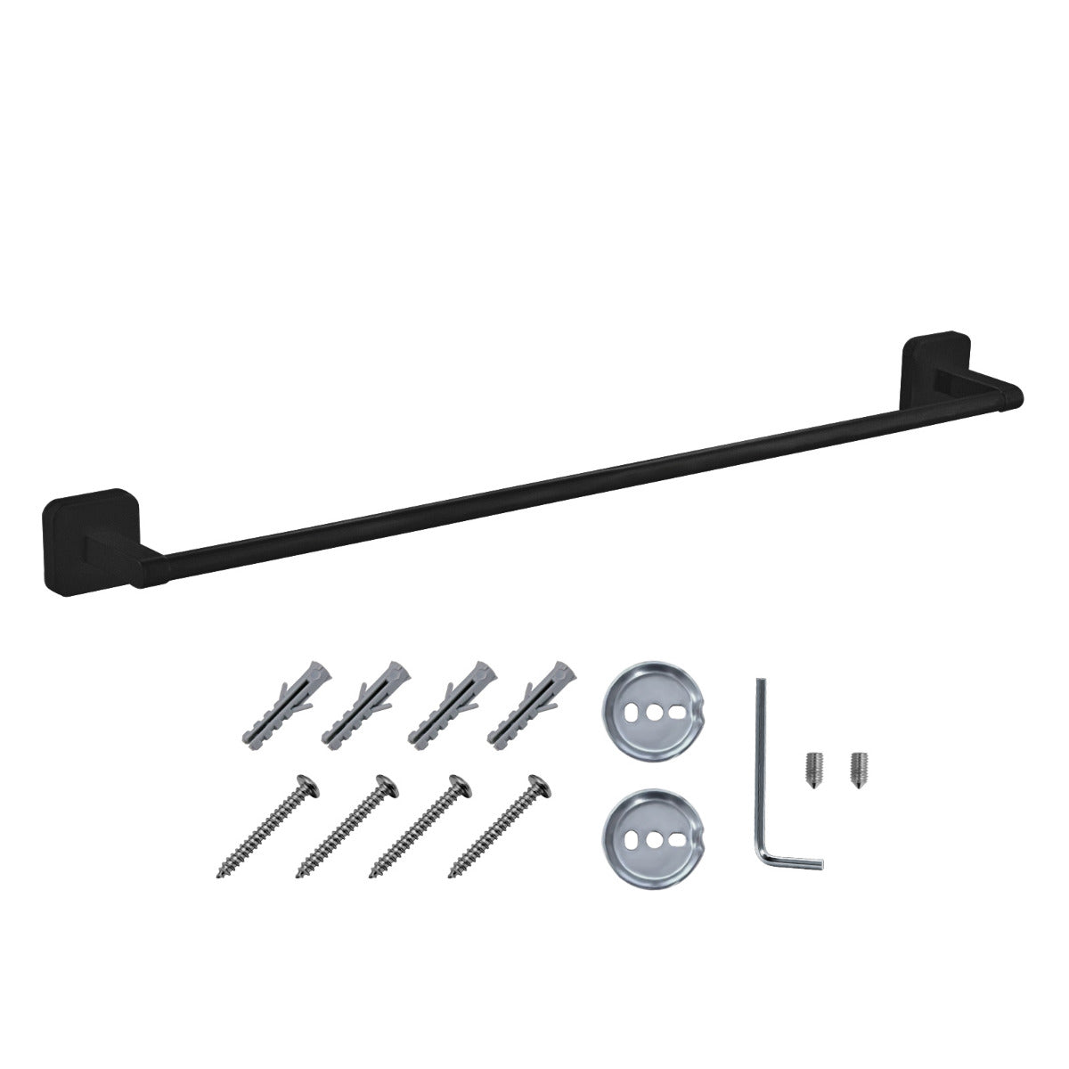 JassferryJASSFERRY 600mm Single Wall Mounted Black Towel Rail Mount Bath Towel StorageTowel Rail