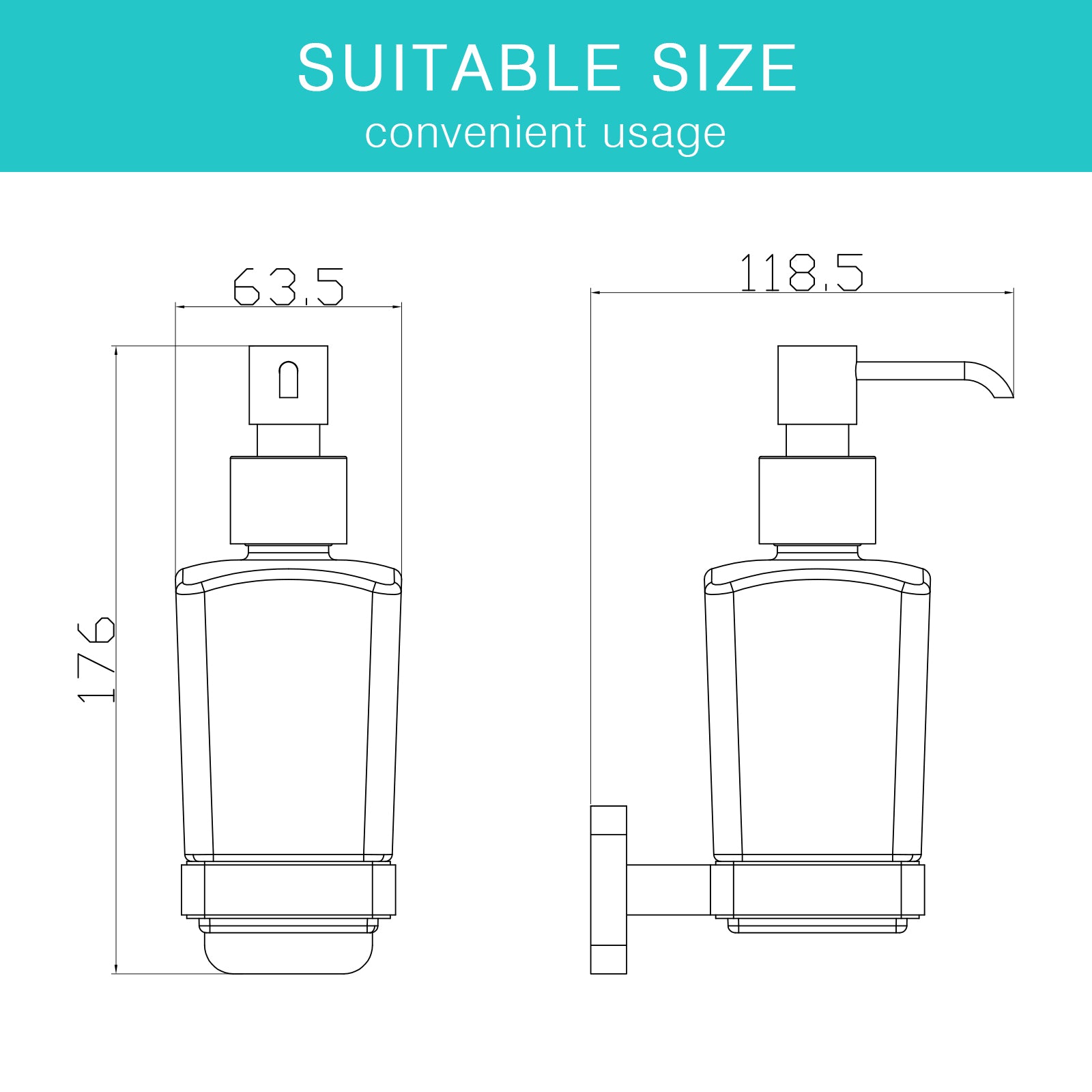 JassferryJASSFERRY Black Wall Mounted Soap Dispenser and Square Holder Frosted Glass Lotion Dispenser SetSoap Dispenser