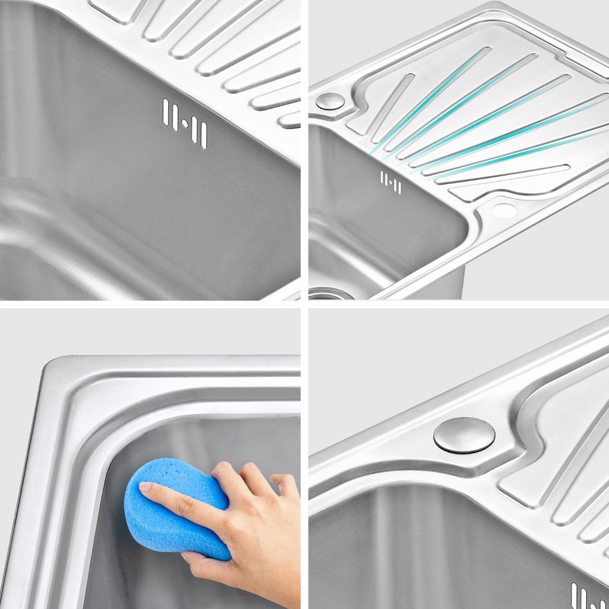 JassferryJASSFERRY Stainless Steel Kitchen Sink Single Large Bowl Reversible Drainer InsetKitchen Sinks