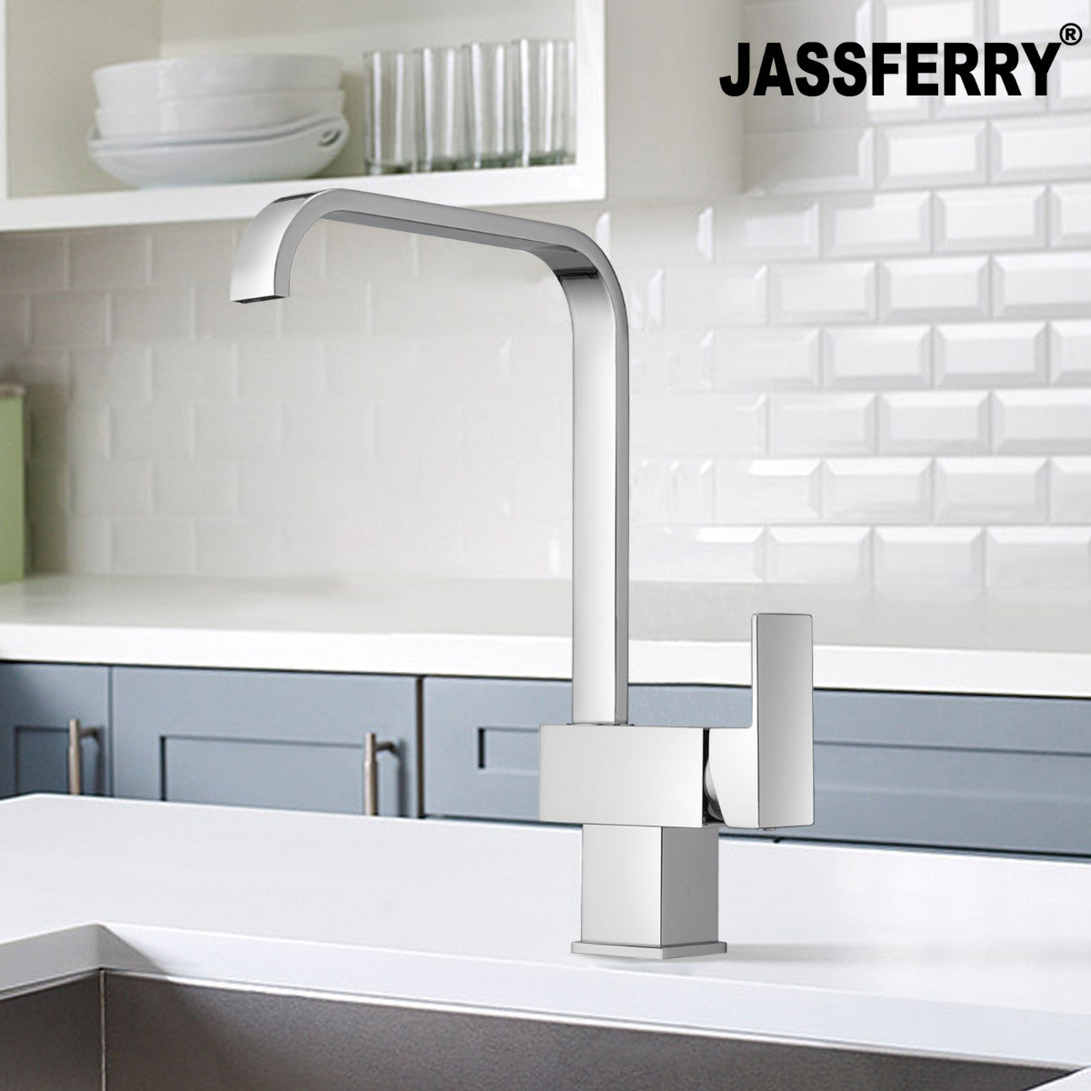 JassferryJASSFERRY New Square Kitchen Sink Tap Mixer Modern Monobloc Brass Swivel SpoutKitchen taps