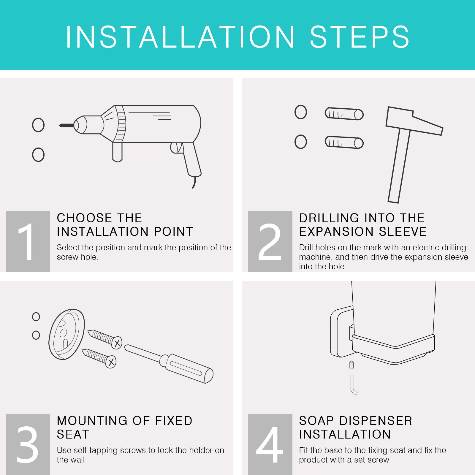 JassferryJASSFERRY Black Wall Mounted Soap Dispenser and Square Holder Frosted Glass Lotion Dispenser SetSoap Dispenser