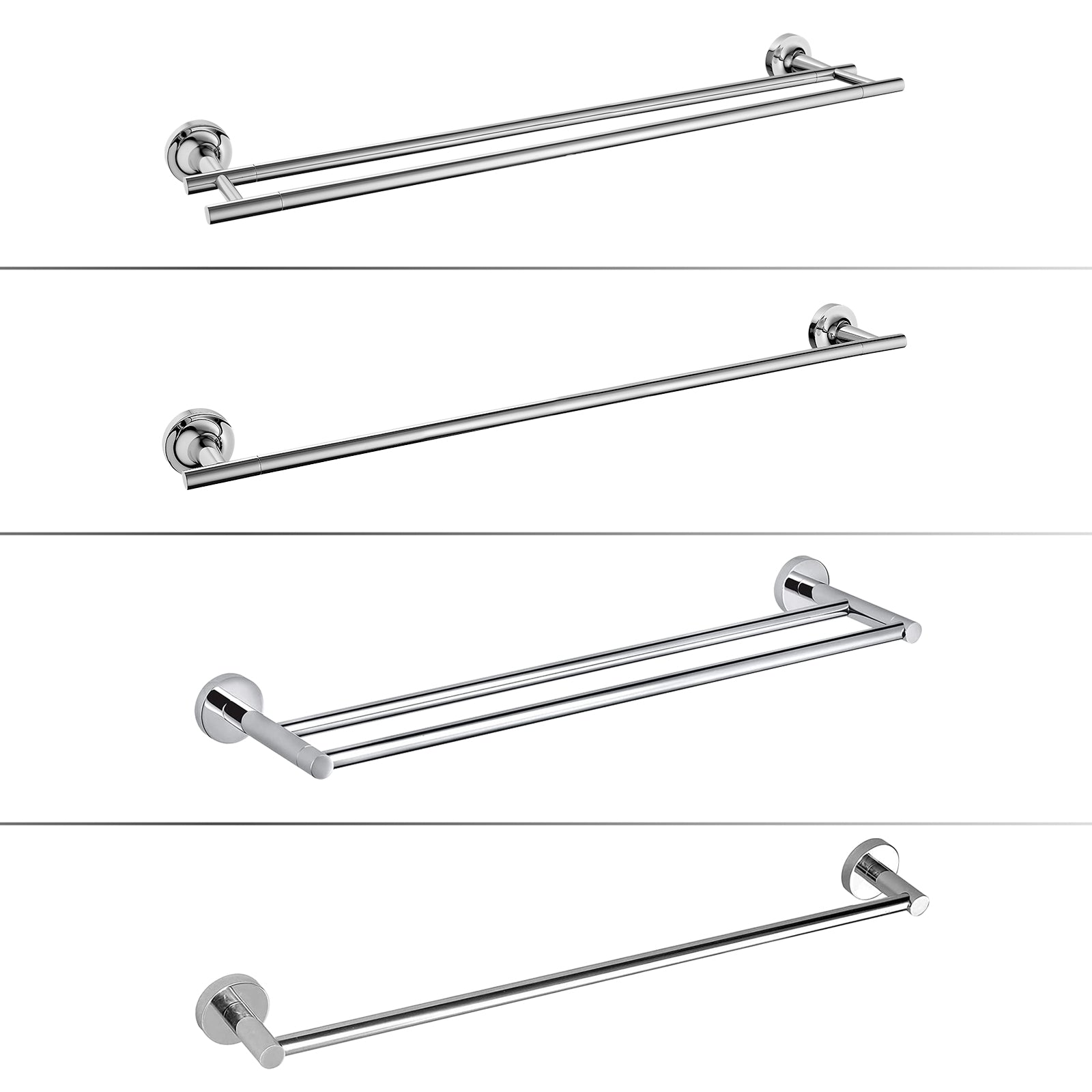 JASSFERRY 600 Double Towel Rail Wall Mounted Dual Rod Towel Bar Polished Chrome -6511