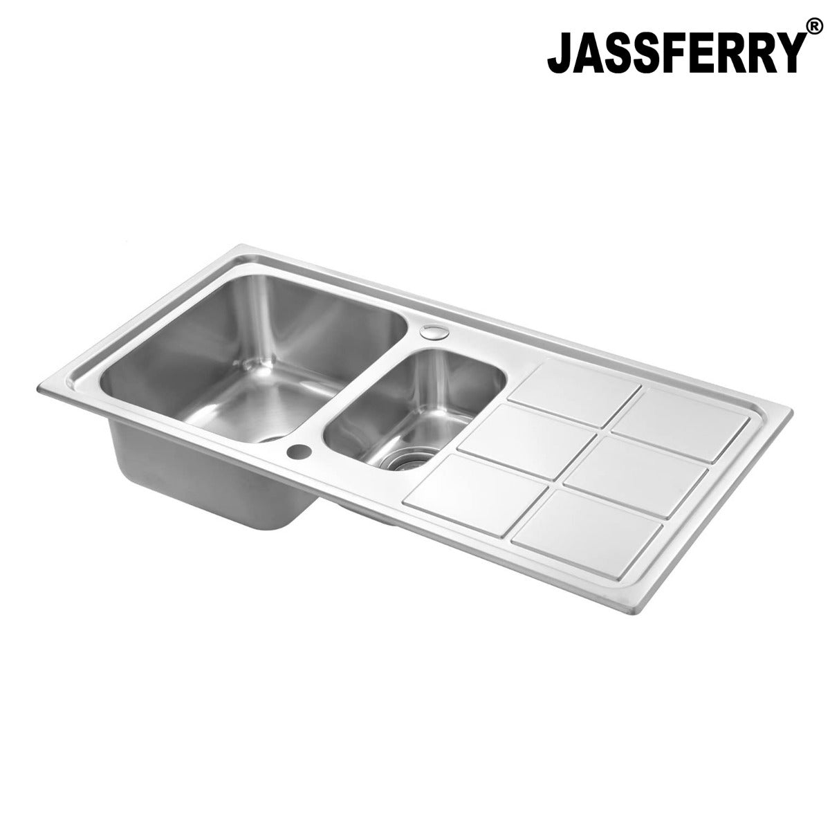 JassferryJASSFERRY Stainless Steel Kitchen Sink 1.5 Bowl Rectangle Reversible DrainerKitchen Sink
