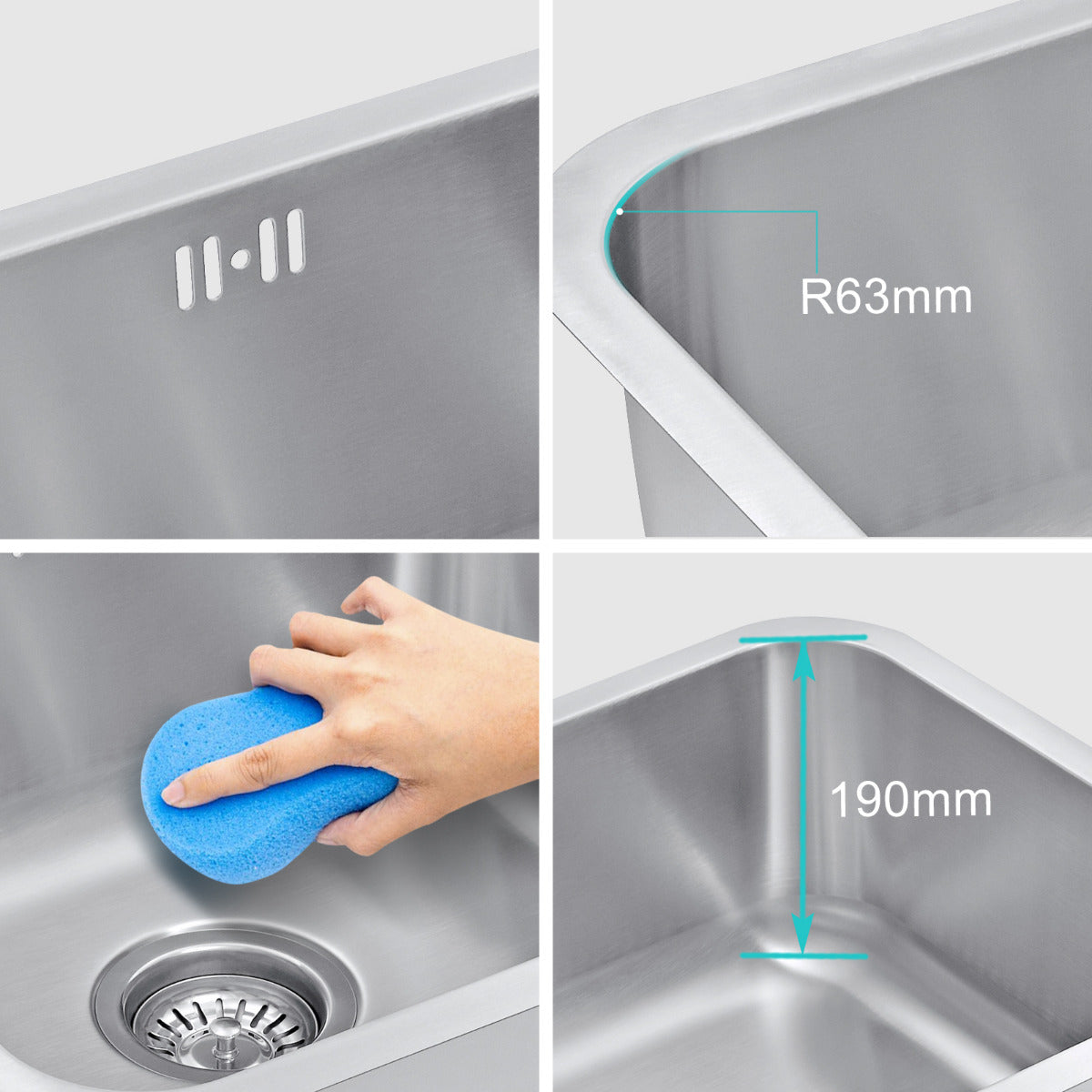 JassferryJASSFERRY 450 x 450 mm Undermount Stainless Steel Kitchen Sink 1 Bowl - 885Kitchen Sinks