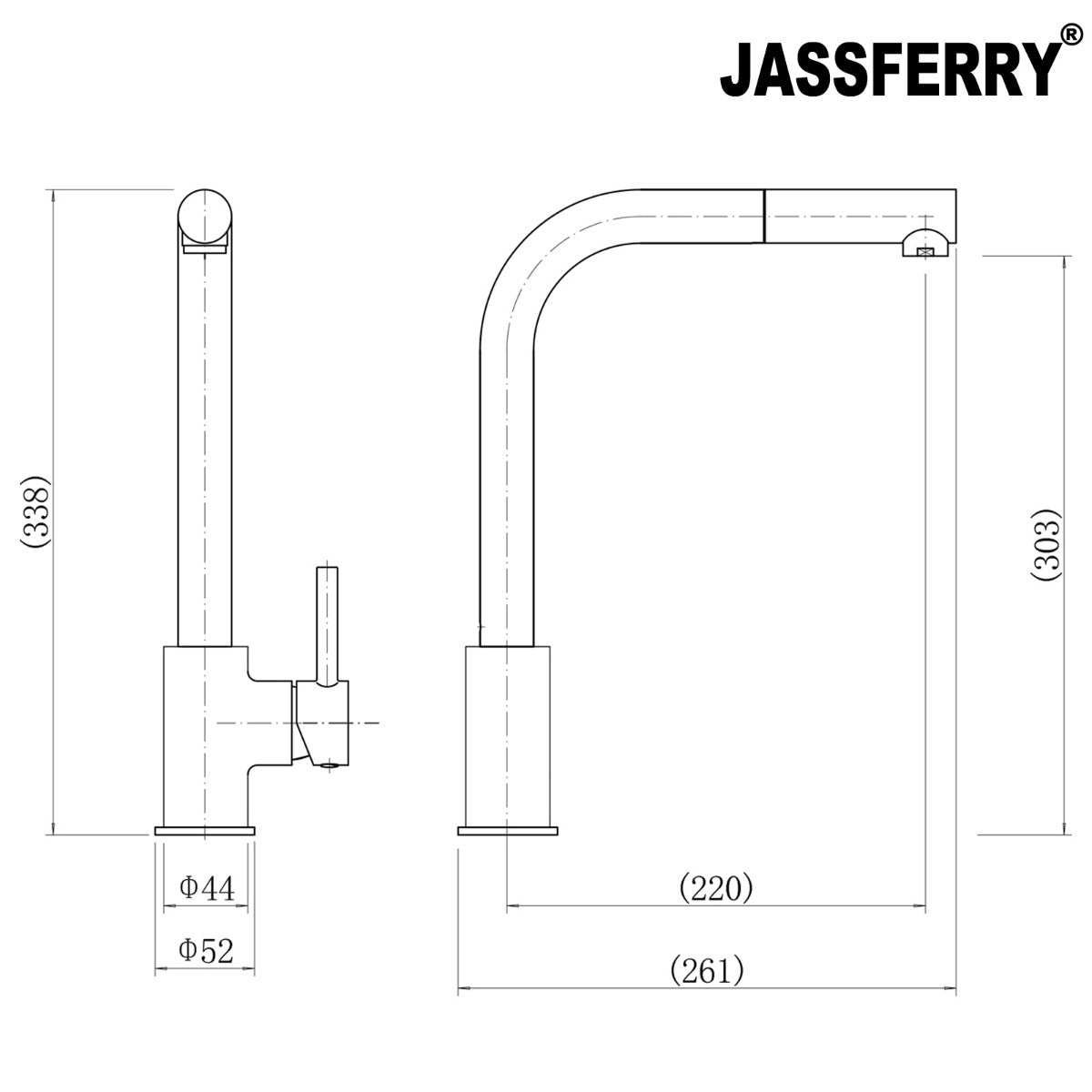 JassferryJASSFERRY Flexible Pull Out Down Hose Kitchen Mixer Tap Flexible Swivel SpoutKitchen taps