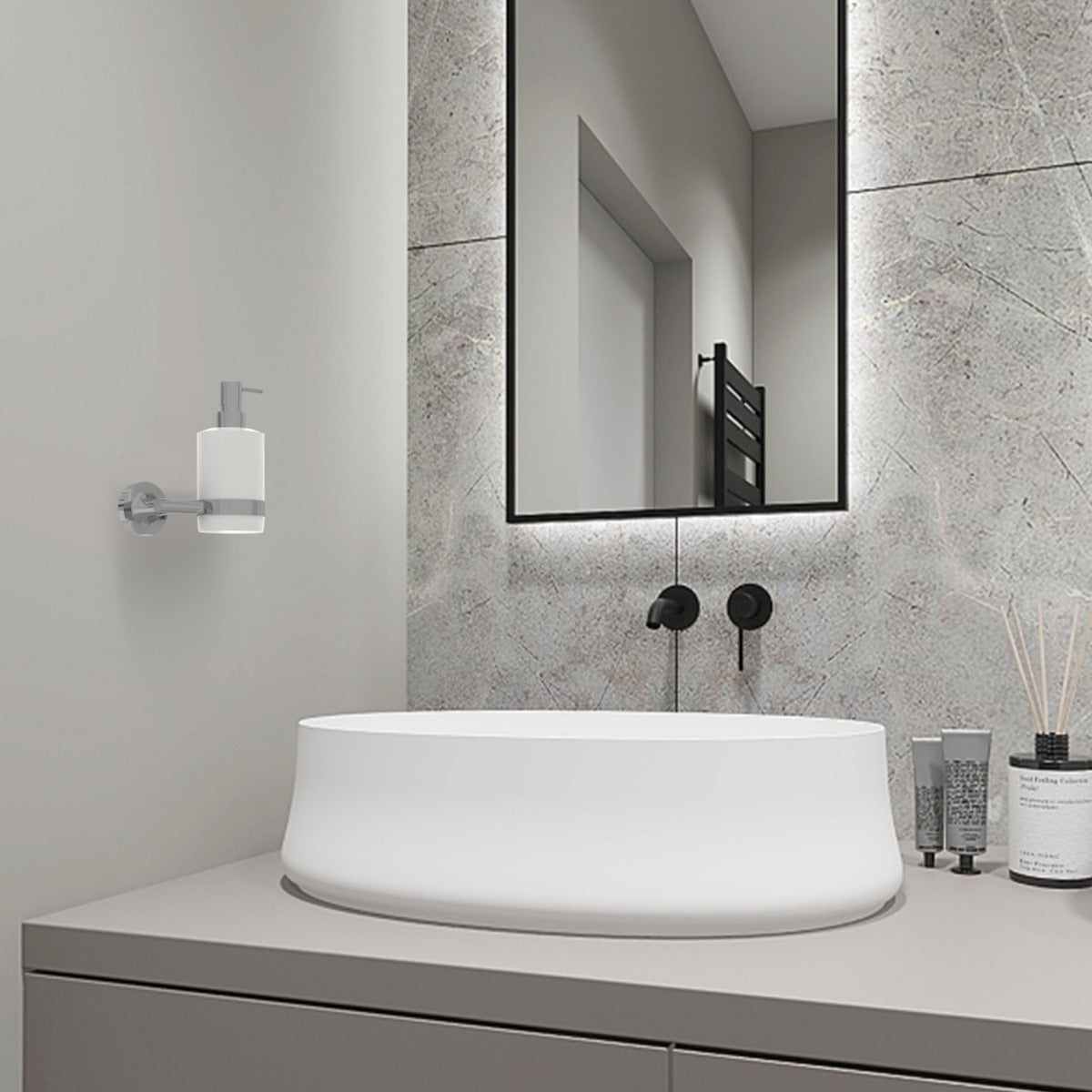 JassferryJASSFERRY Wall Mounted Soap Dispenser and Holder Frosted Glass Lotion HoldersSoap Dispenser