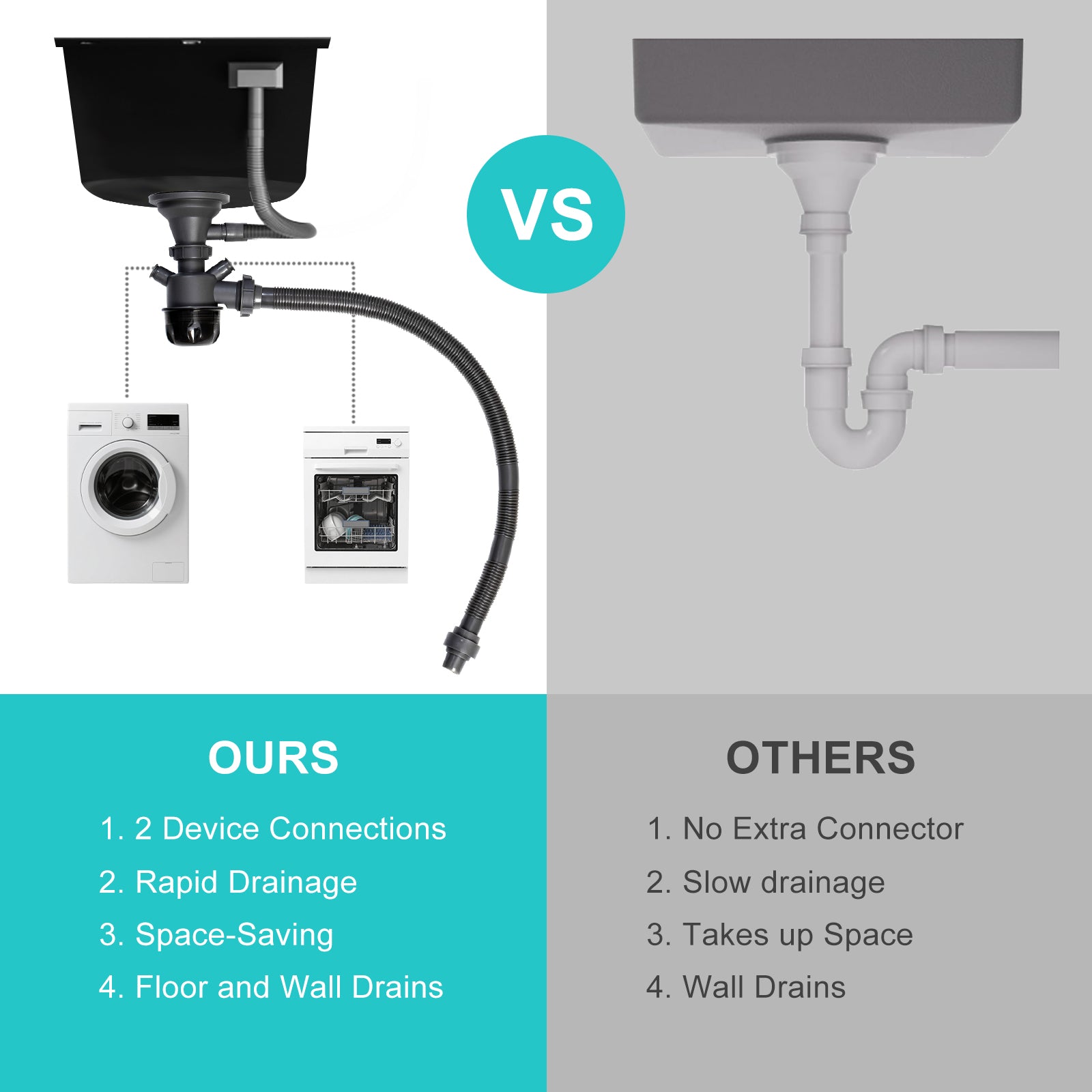 JASSFERRY Black Composite Kitchen Sink Inset Quartz Deep Round Single Bowl with Waste -460