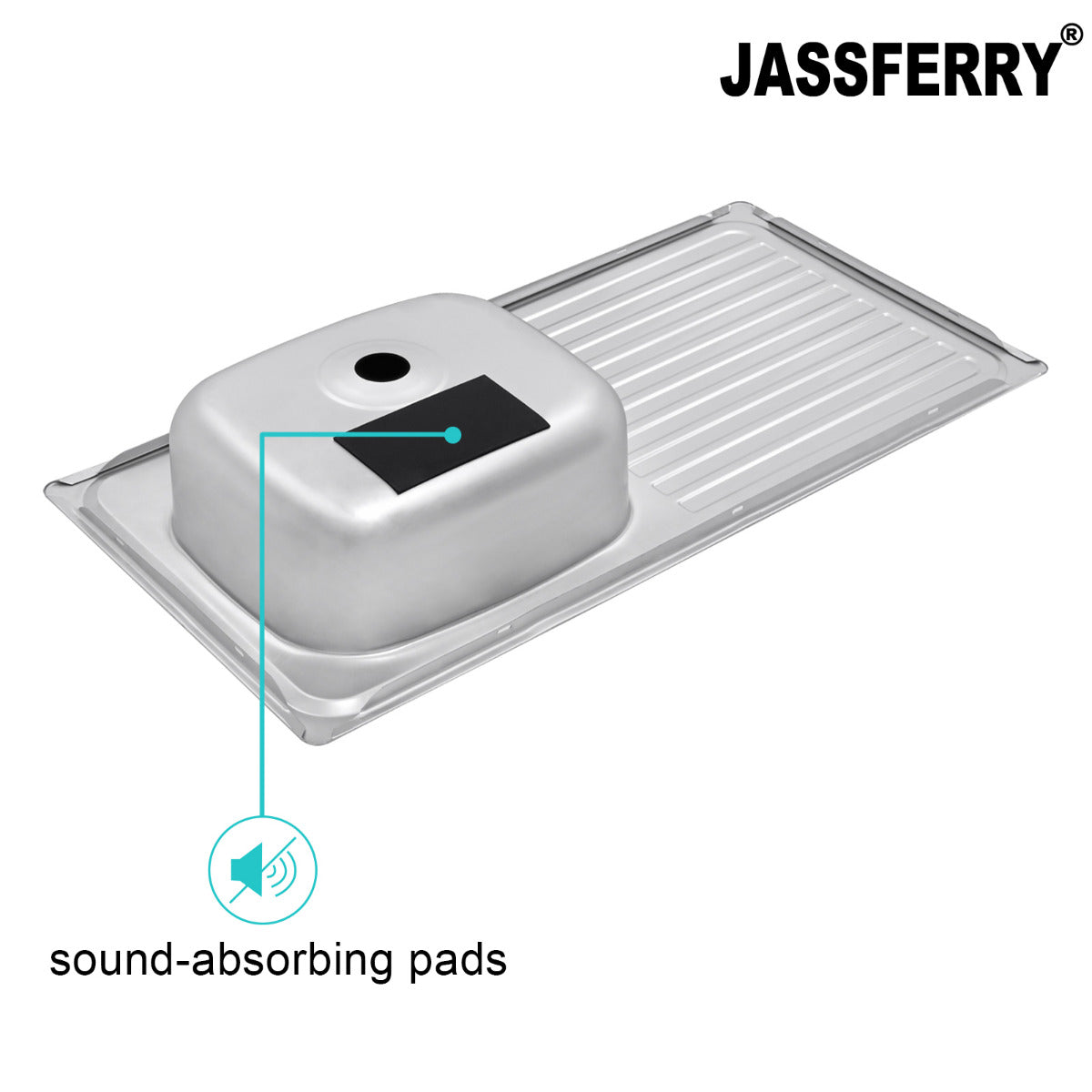 JassferryJASSFERRY Two Tap Holes Stainless Steel Kitchen Sink 1 Bowl Lefthand DrainerKitchen Sinks