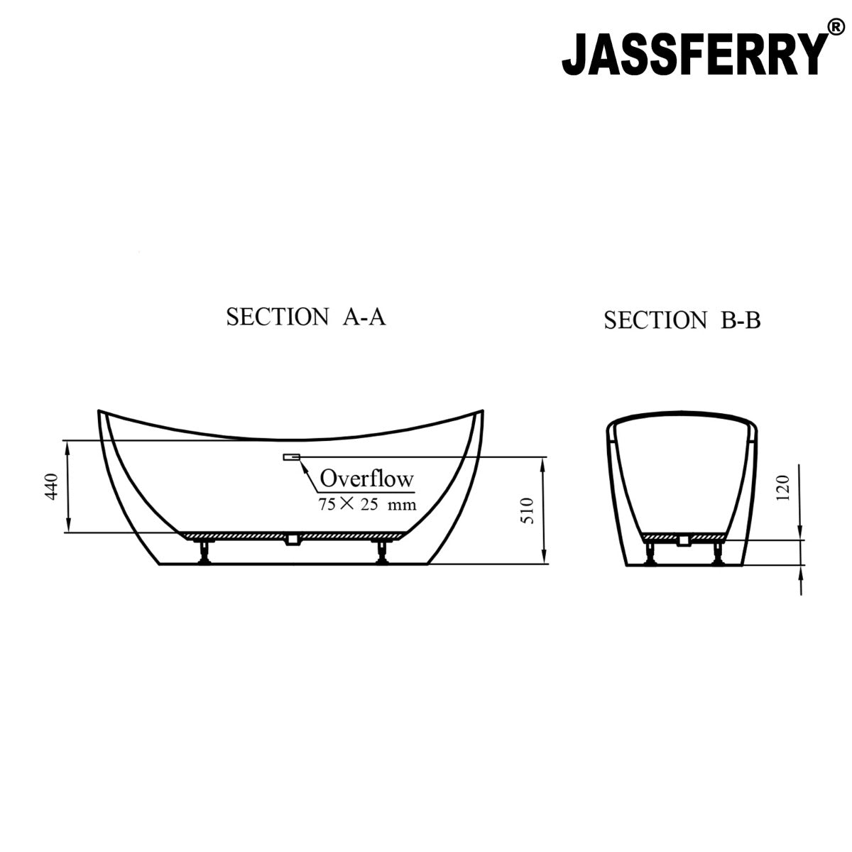 JassferryJASSFERRY Modern Design Freestanding Bathtub Luxury Soaking Baths White AcrylicBathtubs