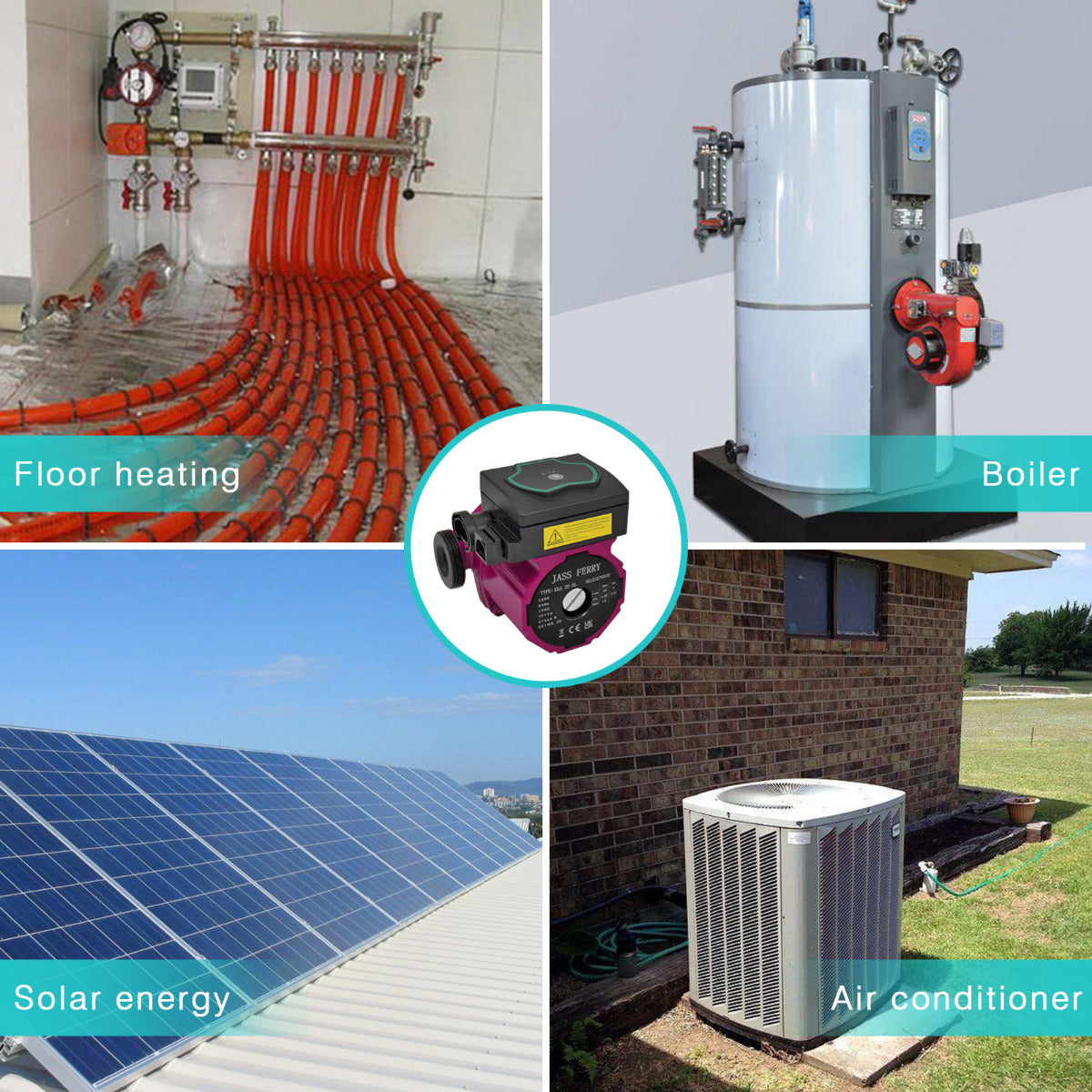 JASSFERRY A-Rated Central Heating Pump Energy Saving Hot Water Circulation Systems -BL