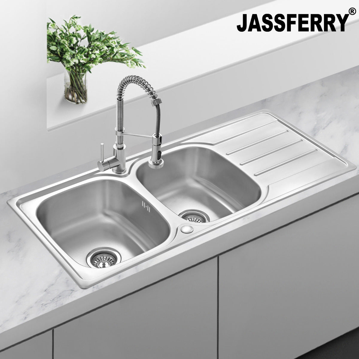 JassferryJASSFERRY Stainless Steel Kitchen Sink Inset Double Bowl Reversible DrainerKitchen Sinks