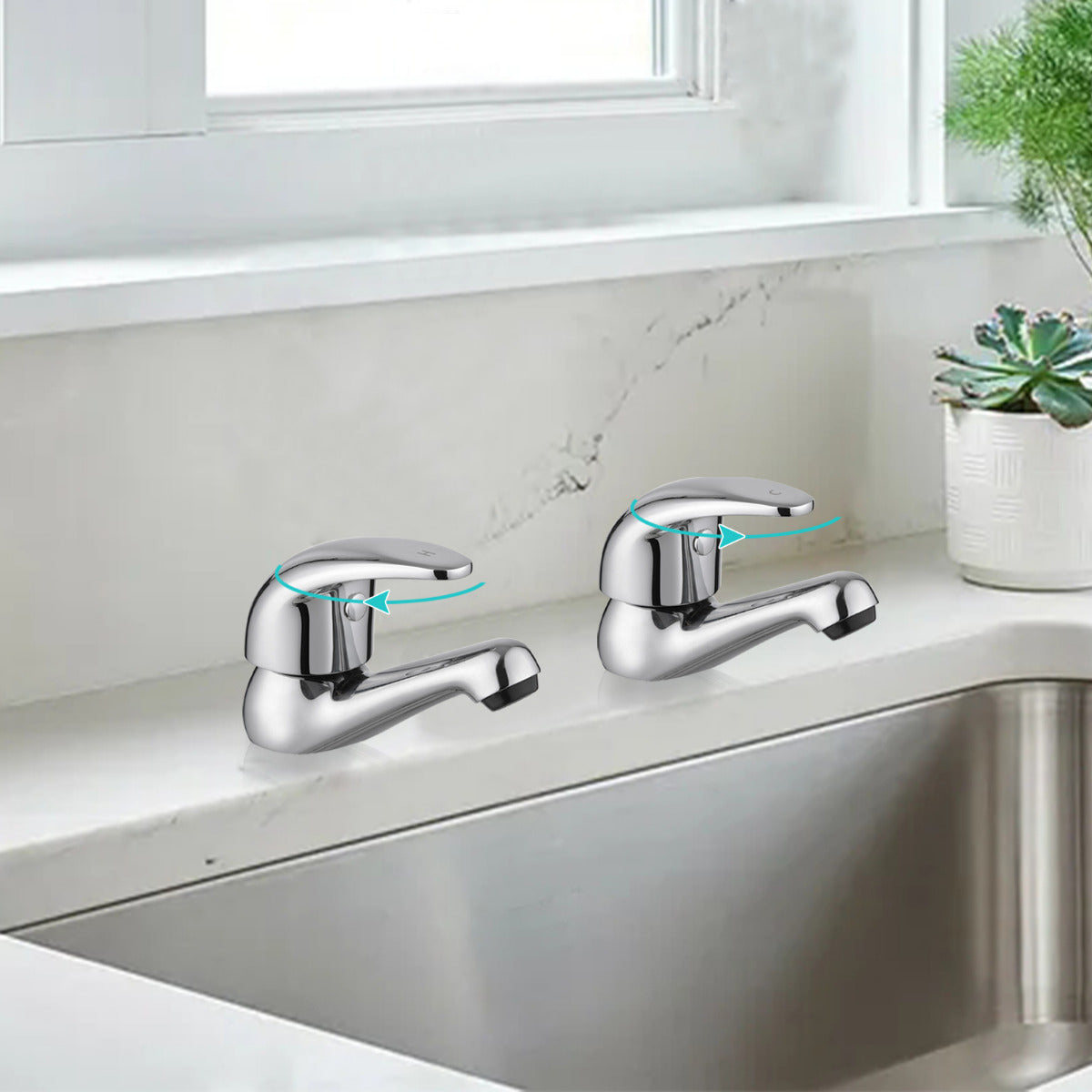 JassferryJASSFERRY Bathroom Sink Taps Lever Basin Taps Chrome-Plated Hot and Cold WaterBasin Taps