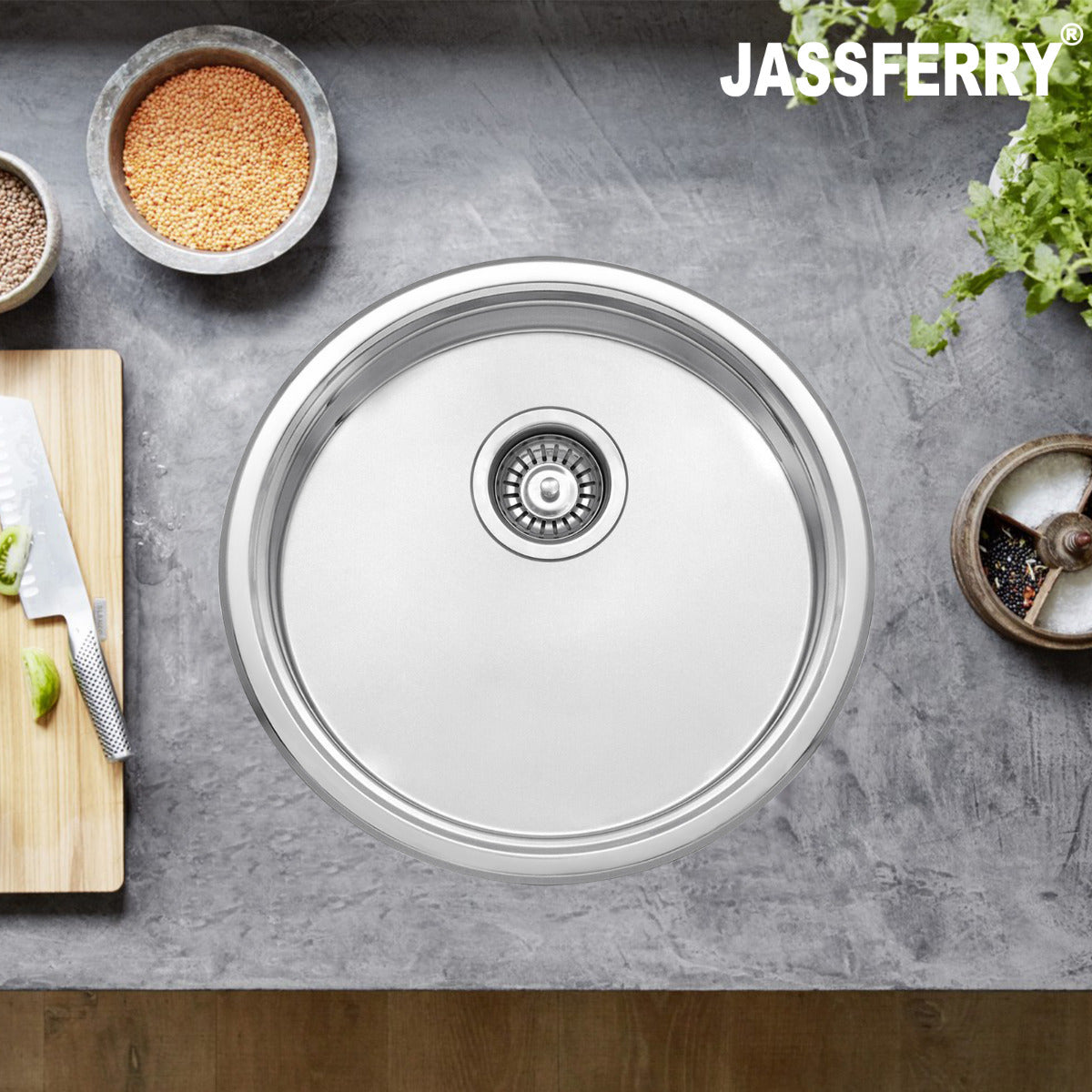 JassferryJASSFERRY 45mm Depth Stainless Steel Sink Round Outdoor Camping DrainerKitchen Sink