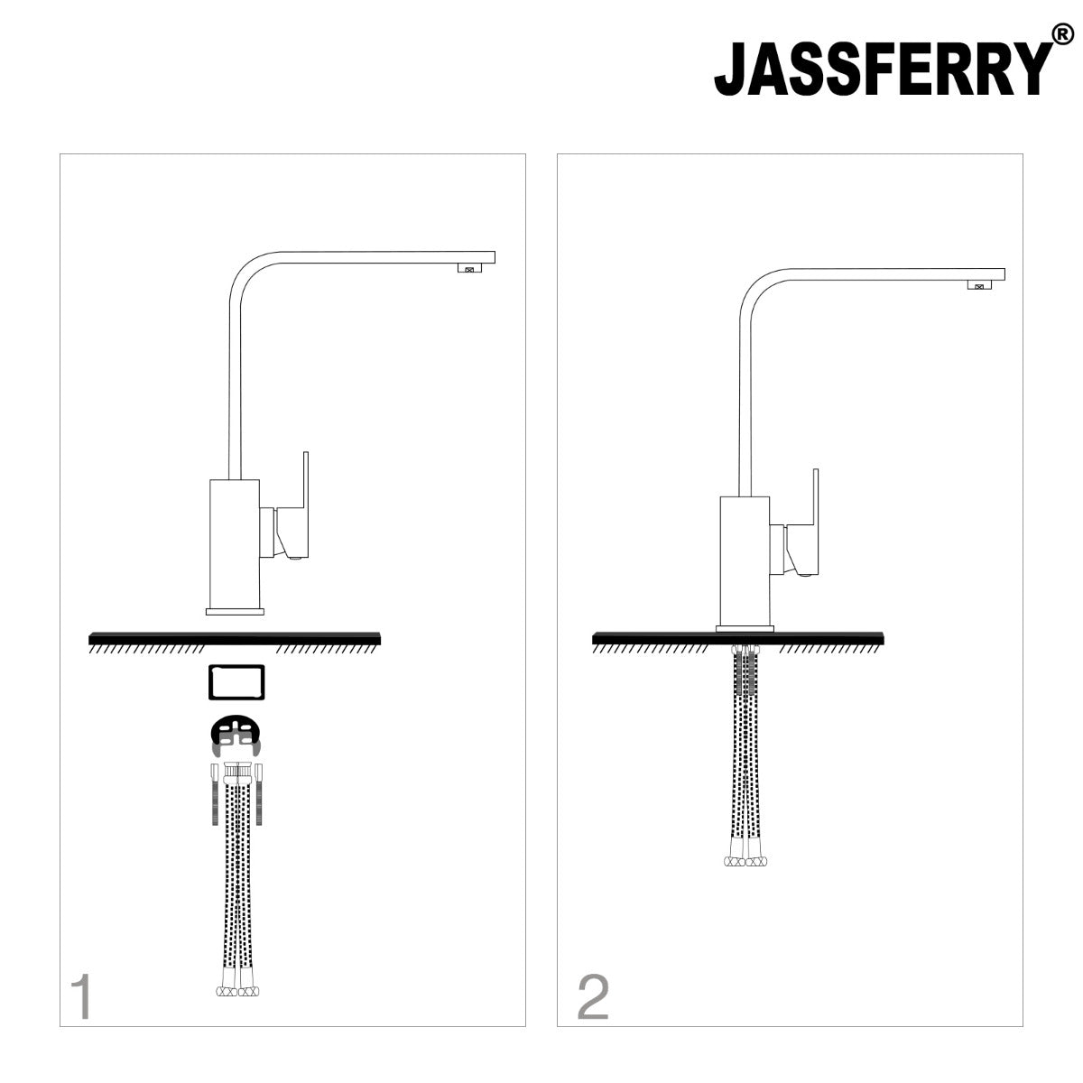 JassferryJASSFERRY Kitchen Sink Taps Mixers Square Single Lever Chrome with Swivel SpoutKitchen taps