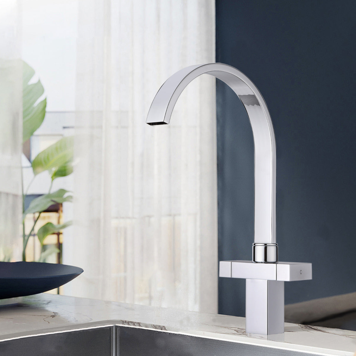 JassferryJASSFERRY Kitchen Sink Mixer Taps Dual Cuboid Design Lever Swivel Spout ChromeKitchen taps