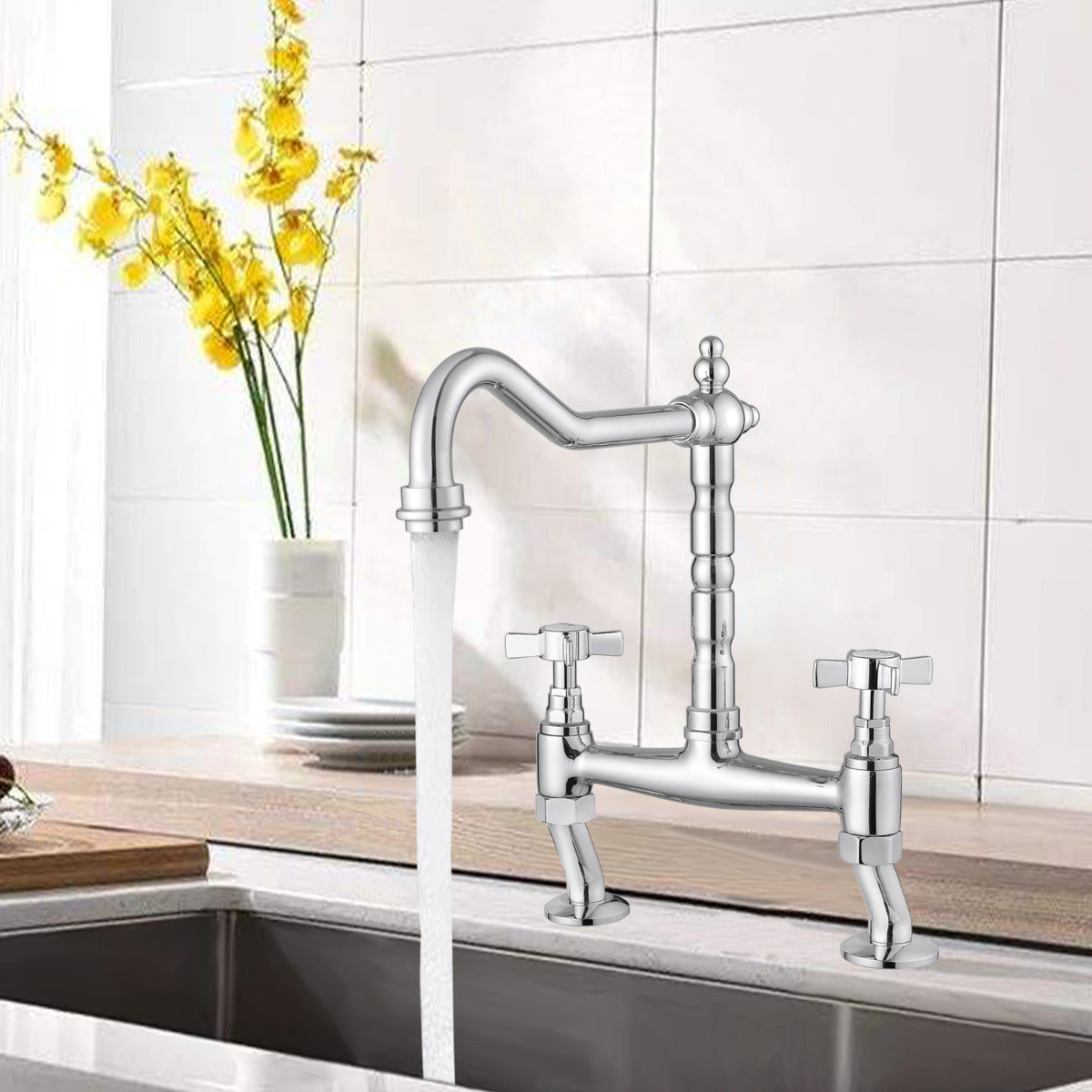 JassferryJASSFERRY Kitchen Tap 2 Hole Mixer Tap with Swivel Spout Traditional RenaissanceKitchen taps