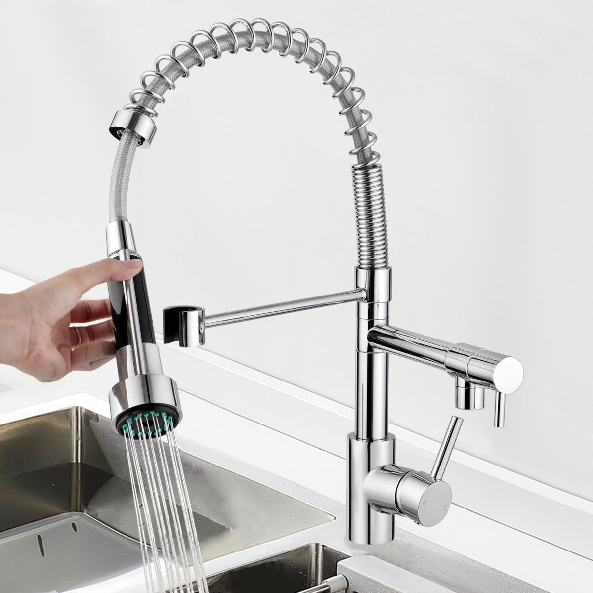 JassferryJASSFERRY Kitchen Sink Tap Chrome Pull Out Sprayer Swivel Mixer SpoutKitchen taps