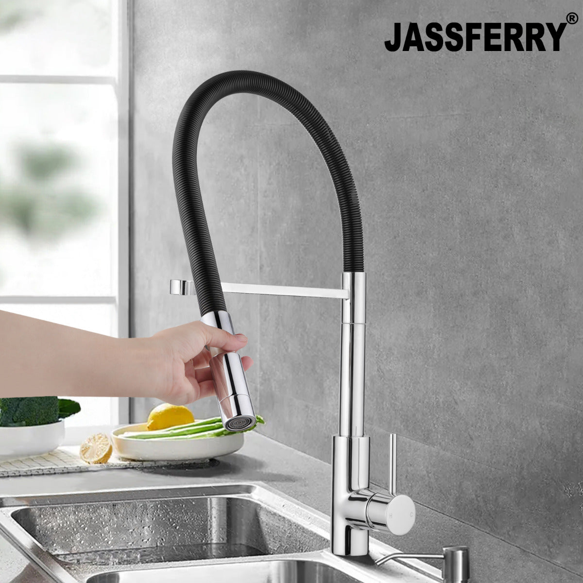 JassferryJASSFERRY Kitchen Sink Mixer Tap with Pull Out Spray Spring Swivel Spout ChromeKitchen taps