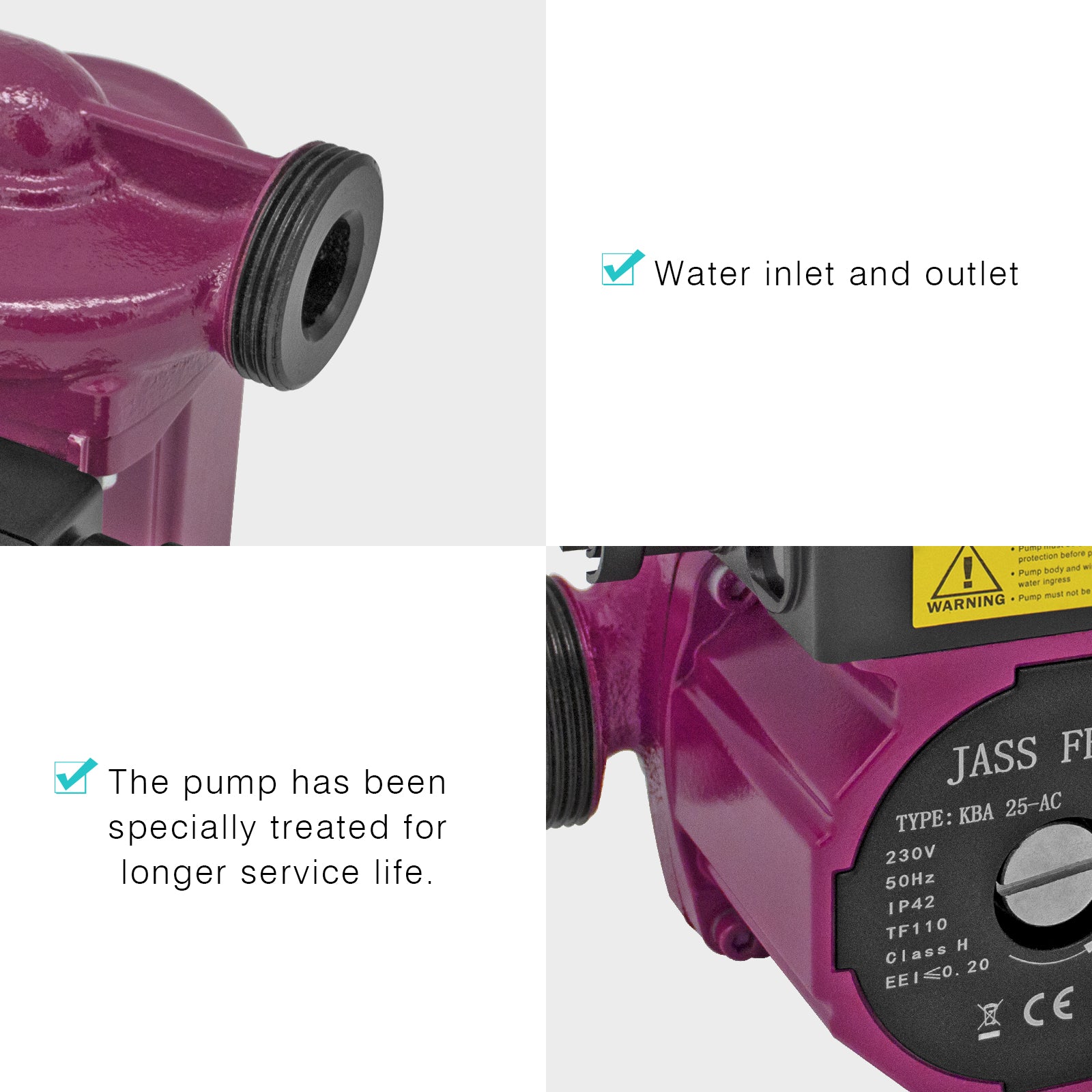 JASSFERRY A-Rated Central Heating Pump Energy Saving Hot Water Circulation Systems with Standard Plug -AC