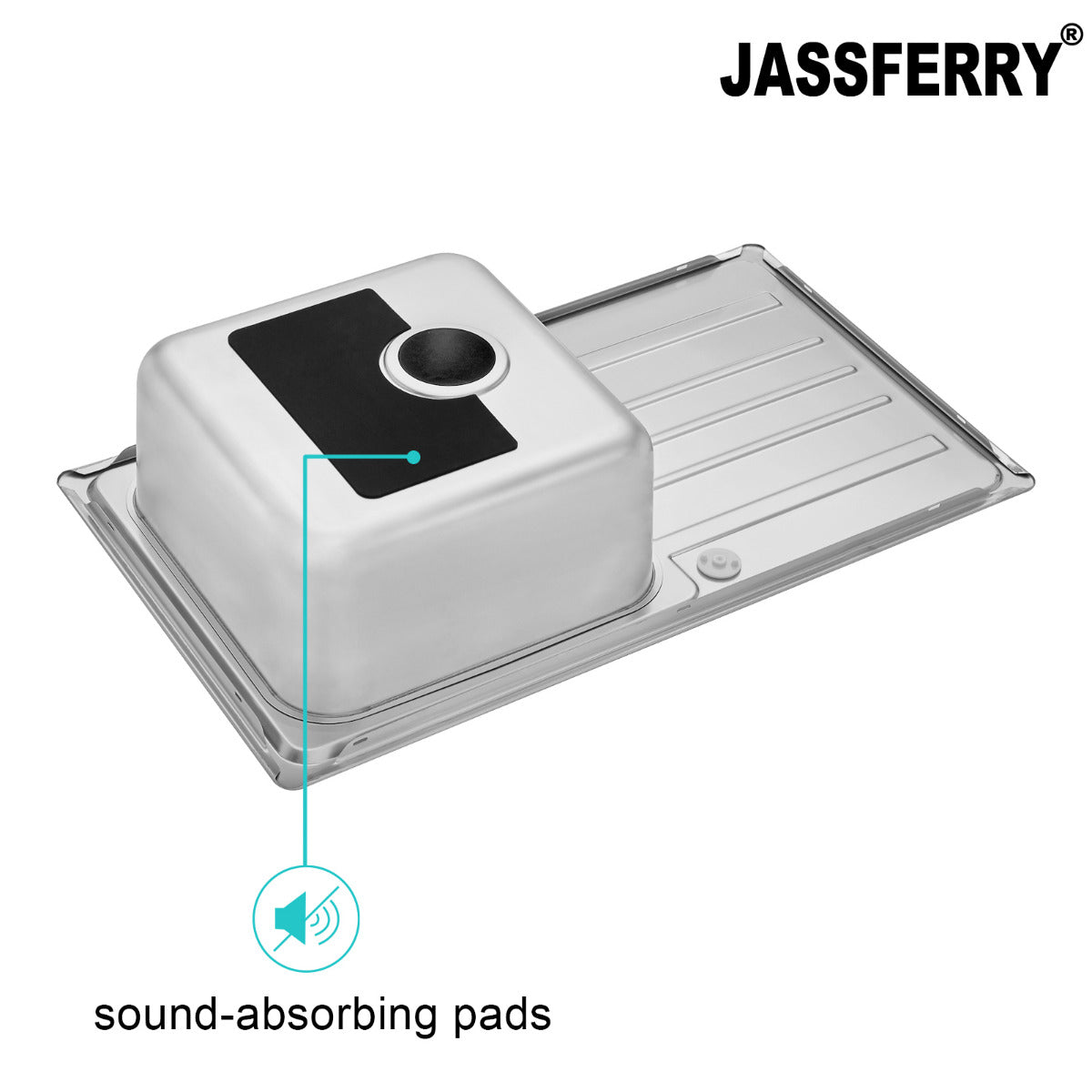 JassferryJASSFERRY Stainless Steel Kitchen Sink Inset Single 1 Bowl 860 x 500 mm Reversible Drainer - 802Kitchen Sinks