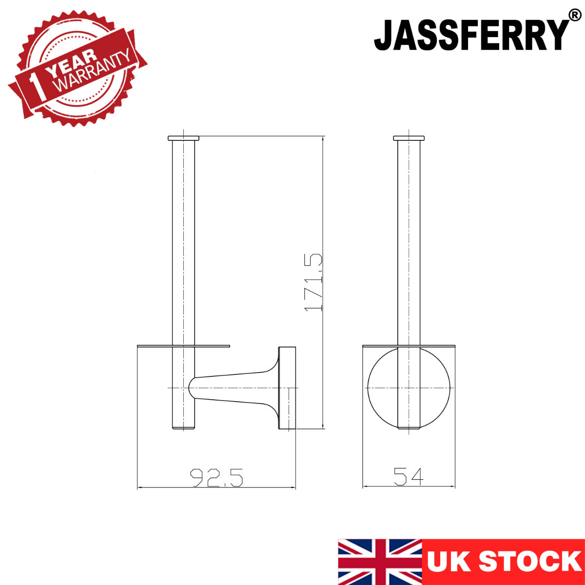 JassferryJASSFERRY Wall Mounted Toilet Paper Holders with Polished Chrome Roll Holder VerticalBathroom Accessories