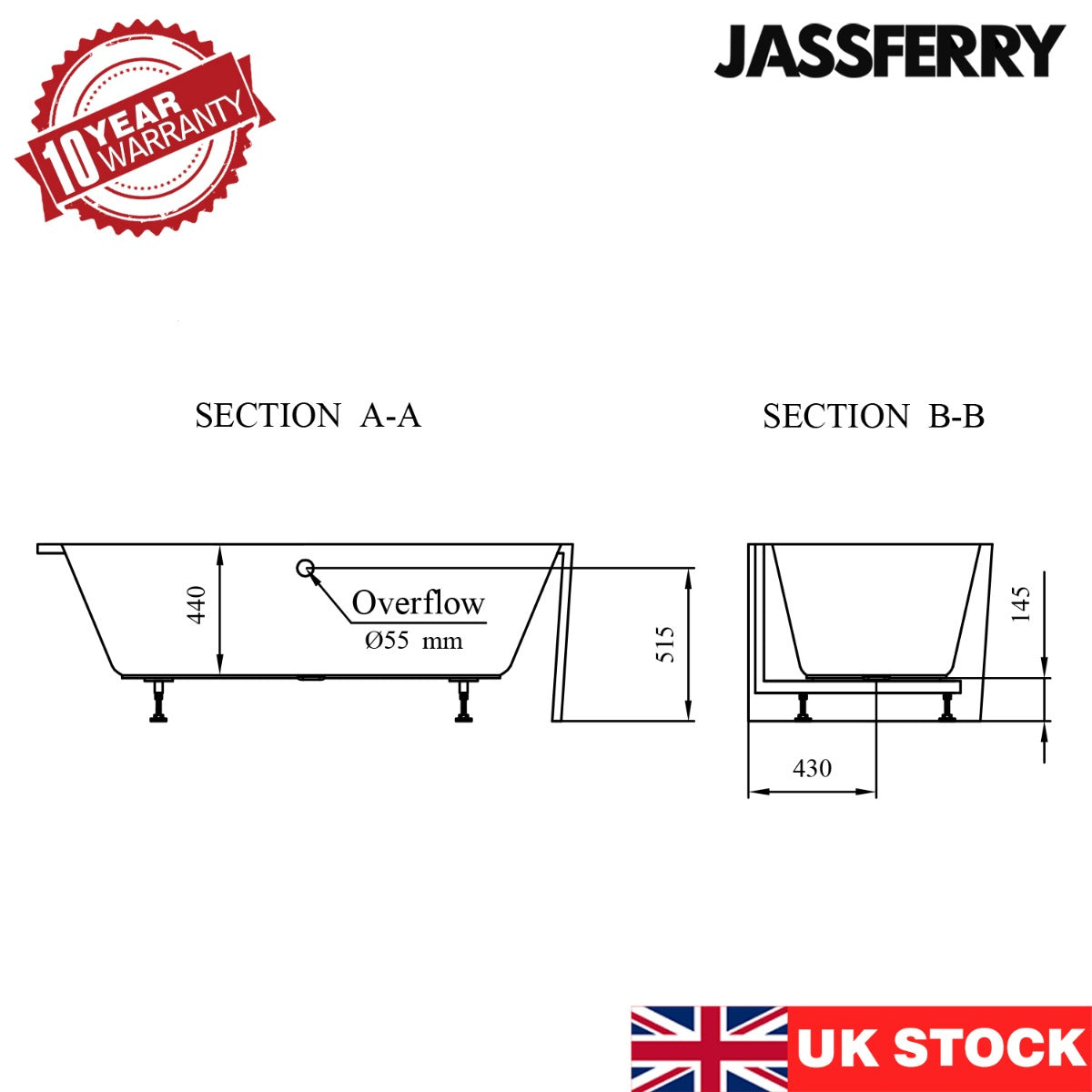 JassferryJASSFERRY 1800x820 mm Freestanding Acrylic Corner Bathtub Soaking SPA (Left Hand Bath)Bathtubs