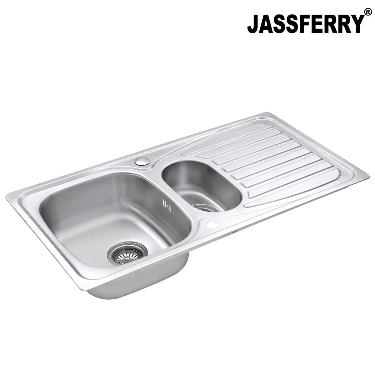 JassferryJASSFERRY Inset Stainless Steel Kitchen Sink One and Half Bowl Reversible DrainerKitchen Sinks