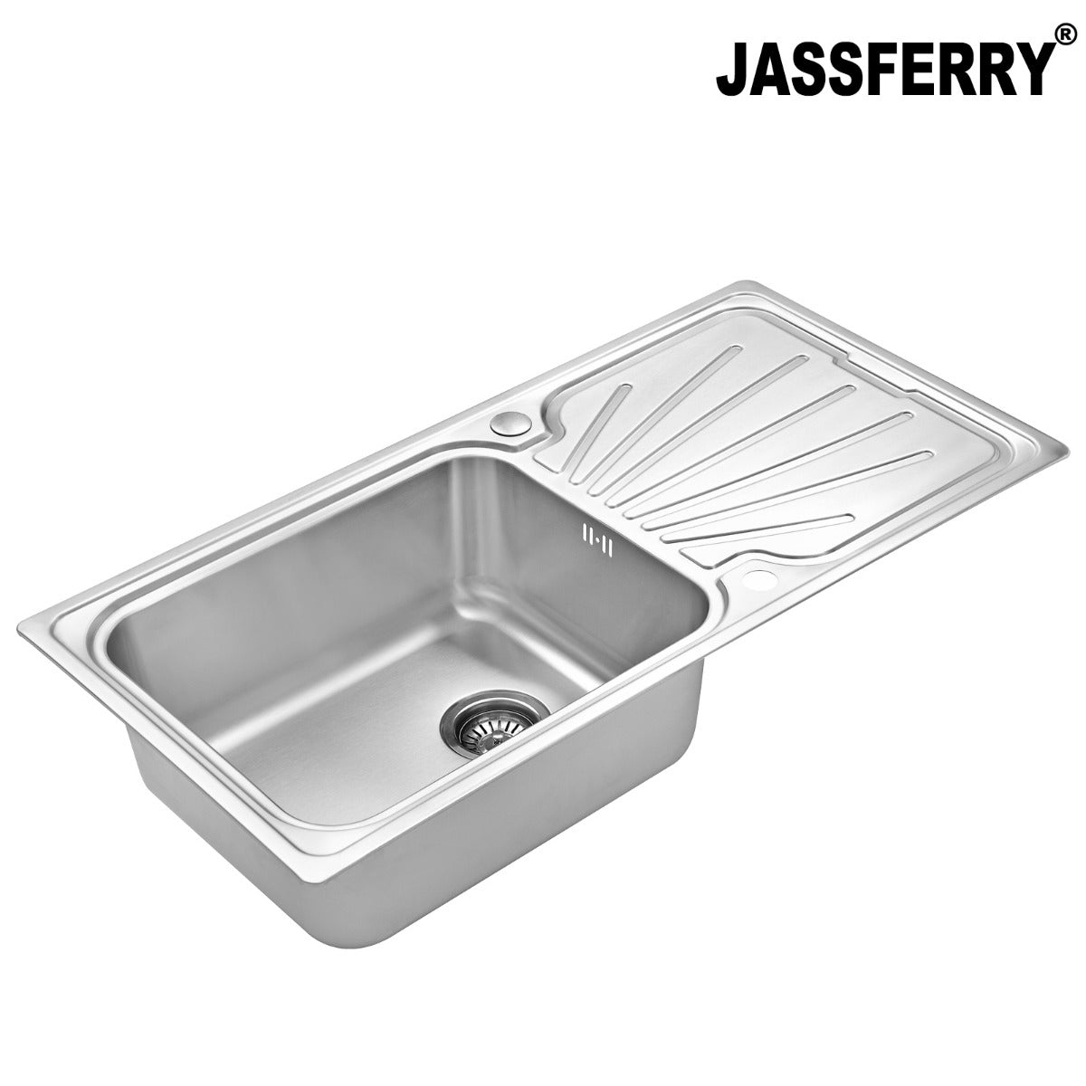 JassferryJASSFERRY Stainless Steel Kitchen Sink Single Large Bowl Reversible Drainer InsetKitchen Sinks