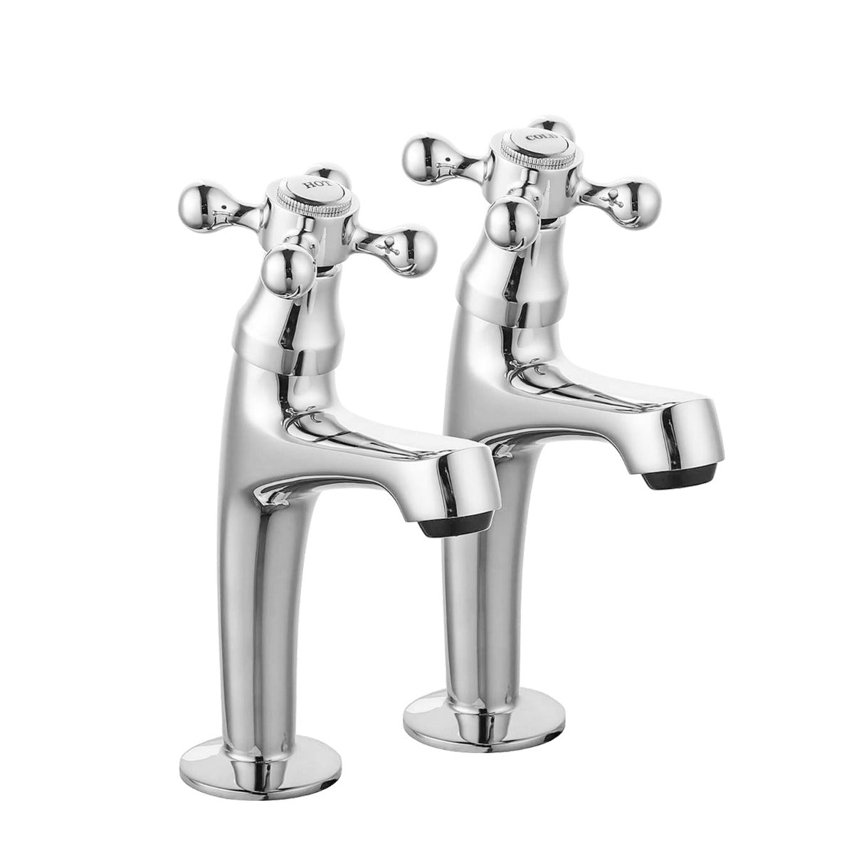 JassferryJASSFERRY Pair of Basin Taps Hot & Cold Water Bath Cross Handle High Neck ChromeBasin Taps