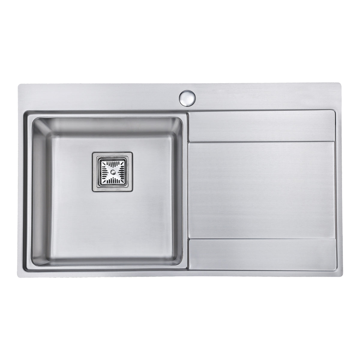 JASSFERRY Stainless Steel Kitchen Sink 860 x 520mm, Single Bowl Right Hand Drainer, Square Strainer