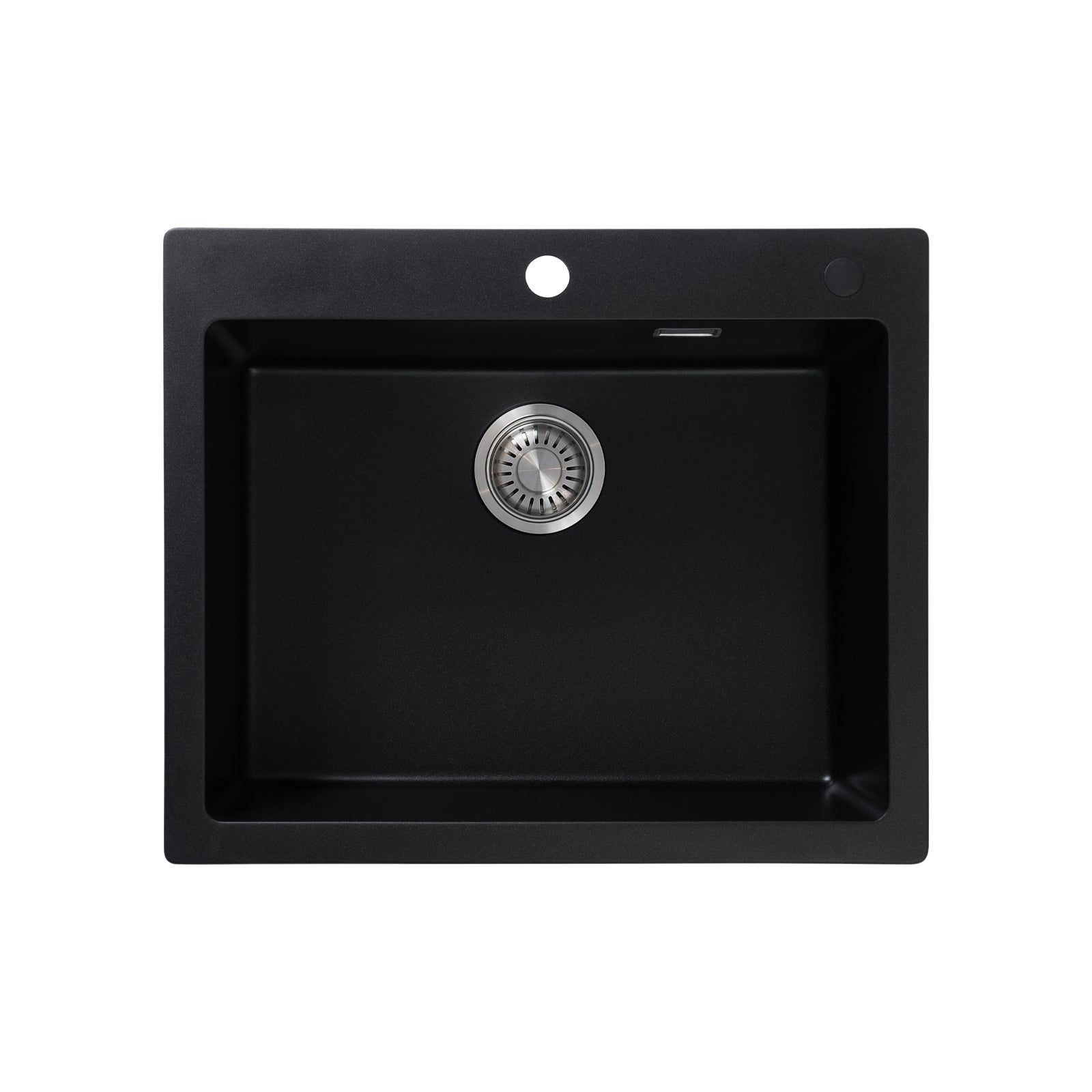 JASSFERRY Black Composite Kitchen Sink Drop-in Deep Single Bowl with Waste -6151