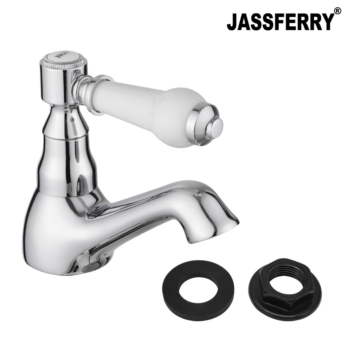 JassferryJASSFERRY Pair of Basin Taps Hot and Cold Water Bathroom 1/4 Turn Ceramic HandleBasin Taps
