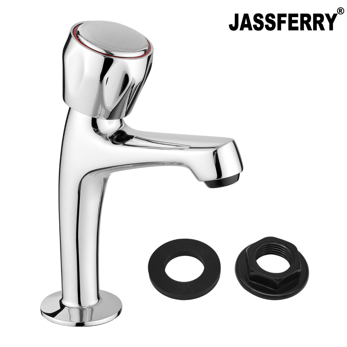 JassferryJASSFERRY Pair of Basin Taps Hot & Cold Water Bath Knob Handle High Neck ChromeBasin Taps
