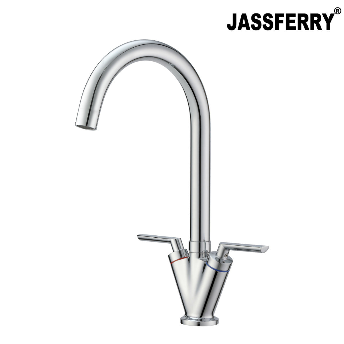 JassferryJASSFERRY Brass Mono Kitchen Sink Tap Modern Mixer Twin Lever Swivel SpoutKitchen taps