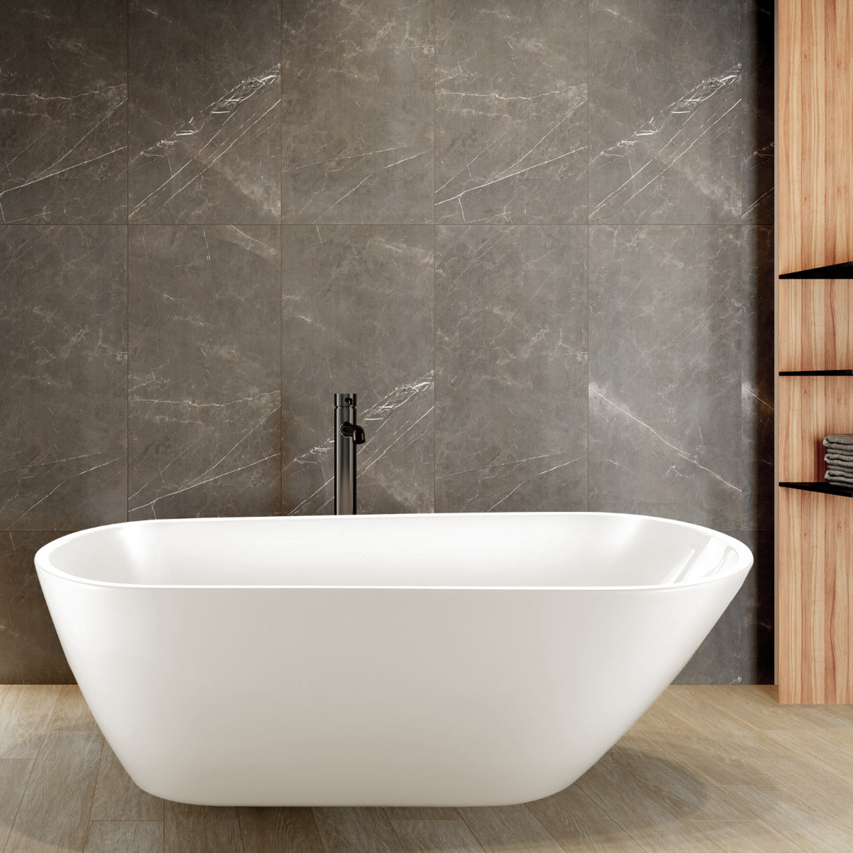 JassferryJASSFERRY Modern Design Rectangular Freestanding Bathtub Soaking Baths WhiteBathtubs