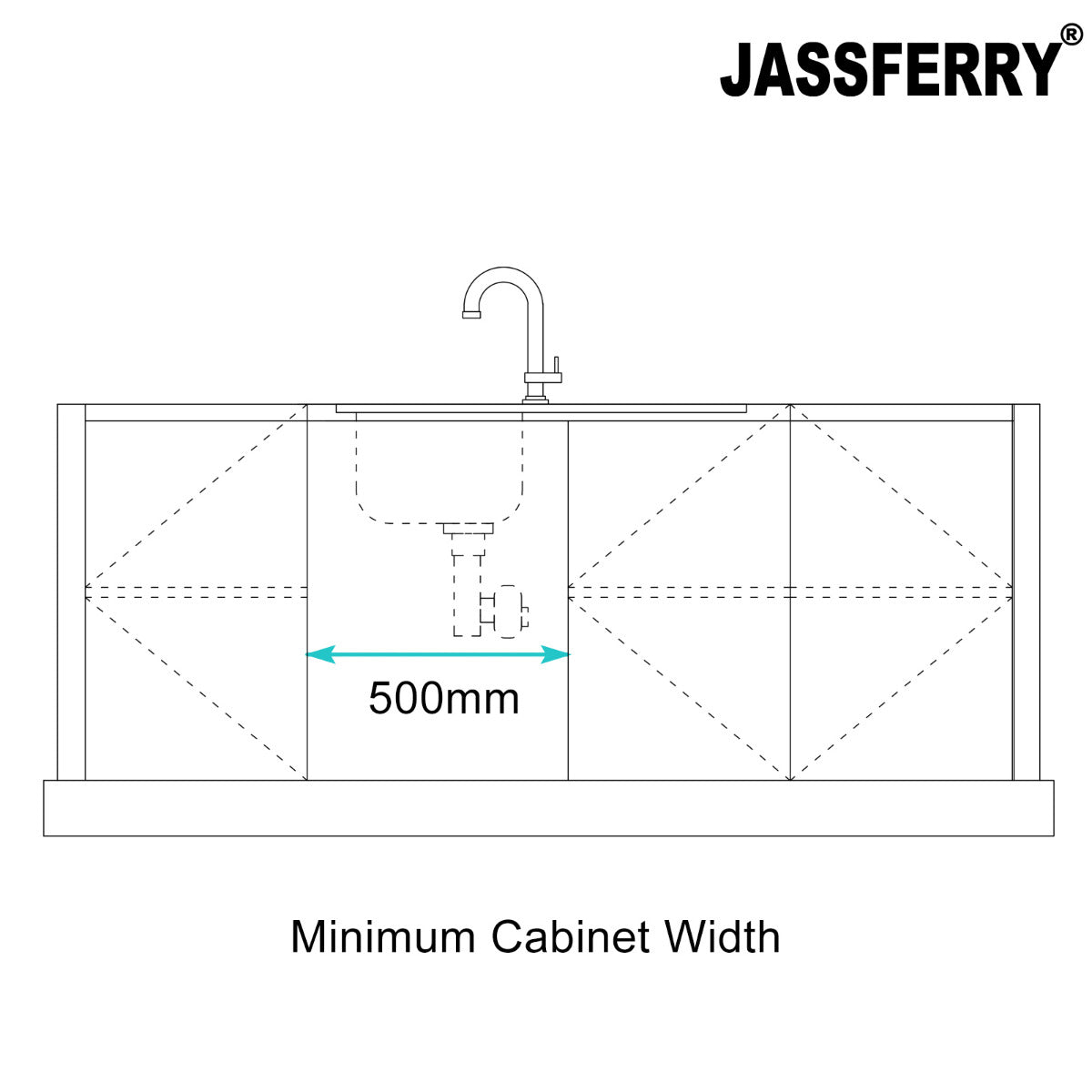 JassferryJASSFERRY Stainless Steel Kitchen Sink Inset Single 1 Bowl 860 x 500 mm Reversible Drainer - 802Kitchen Sinks