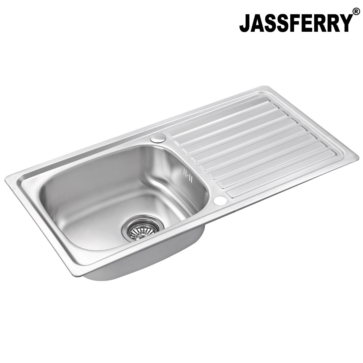 JassferryJASSFERRY 860 x 435 mm Stainless Steel Kitchen Sink Inset Single 1 Bowl Reversible Drainer - 940Kitchen Sinks