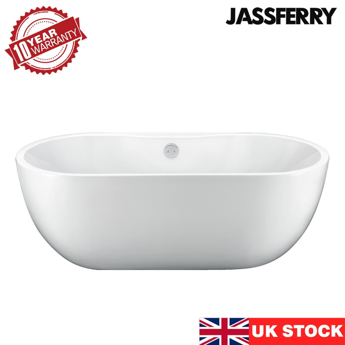 JassferryJASSFERRY Modern Freestanding Bathtub White Gloss Soaking Baths Acrylic 1800×750Bathtubs