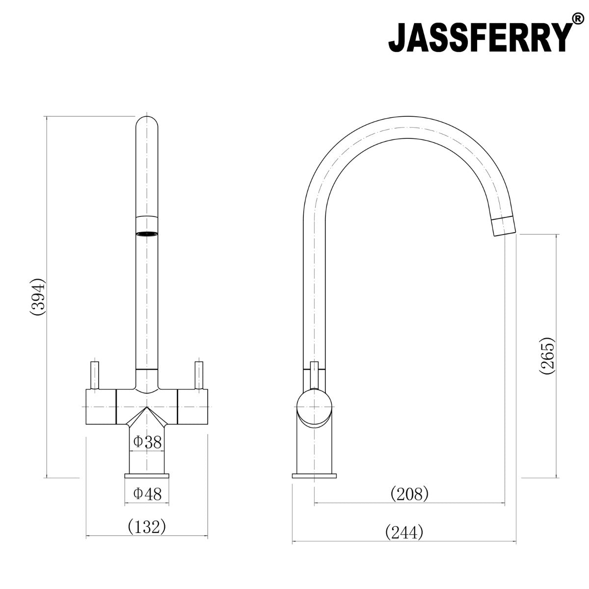 JassferryJASSFERRY Kitchen Sink Mixer Tap Monobloc Twin Dial Lever Swan Neck Swivel SpoutKitchen taps