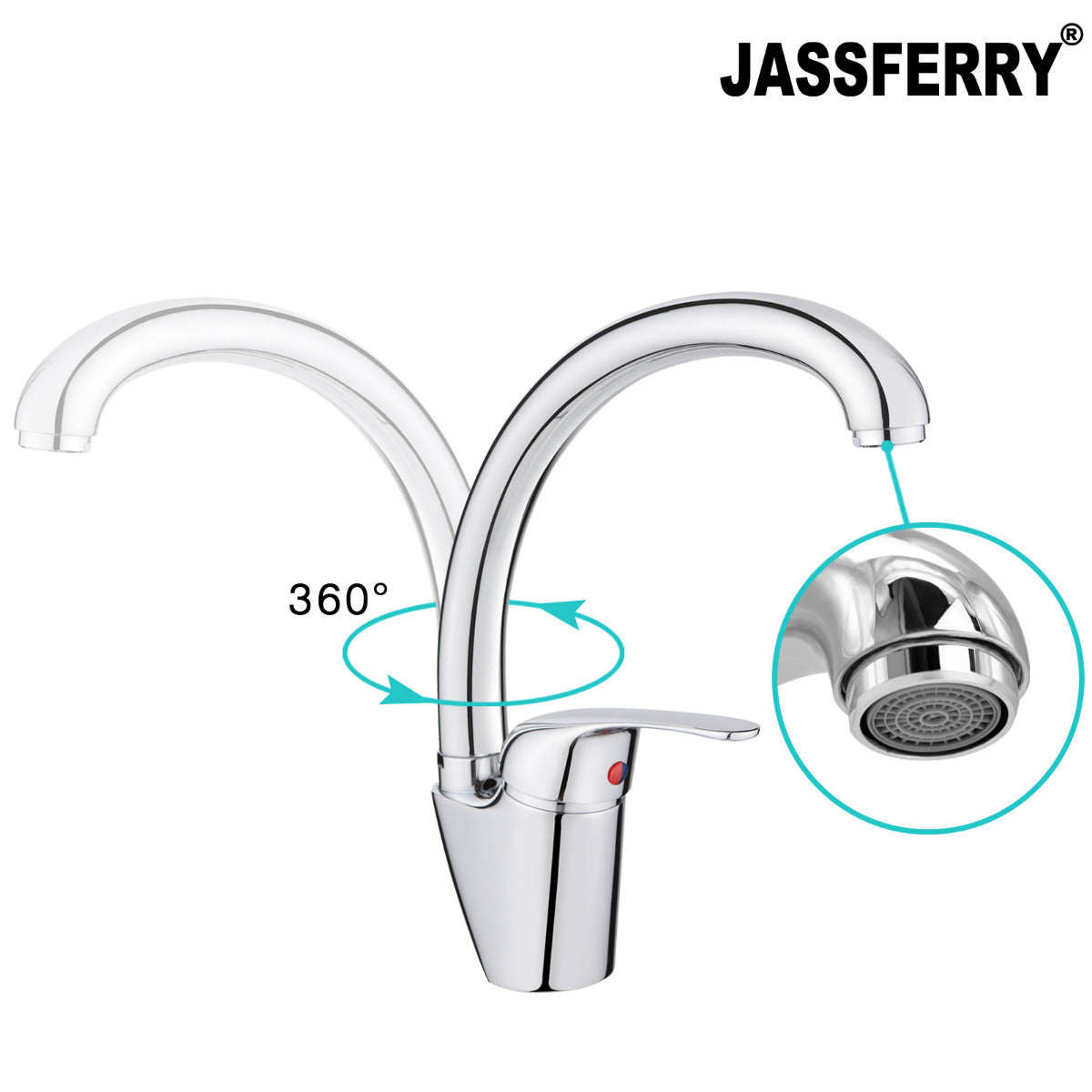 JassferryJASSFERRY Traditional Kitchen Sink Mixer Taps Waterfall Single Lever Hot and ColdKitchen Sinks
