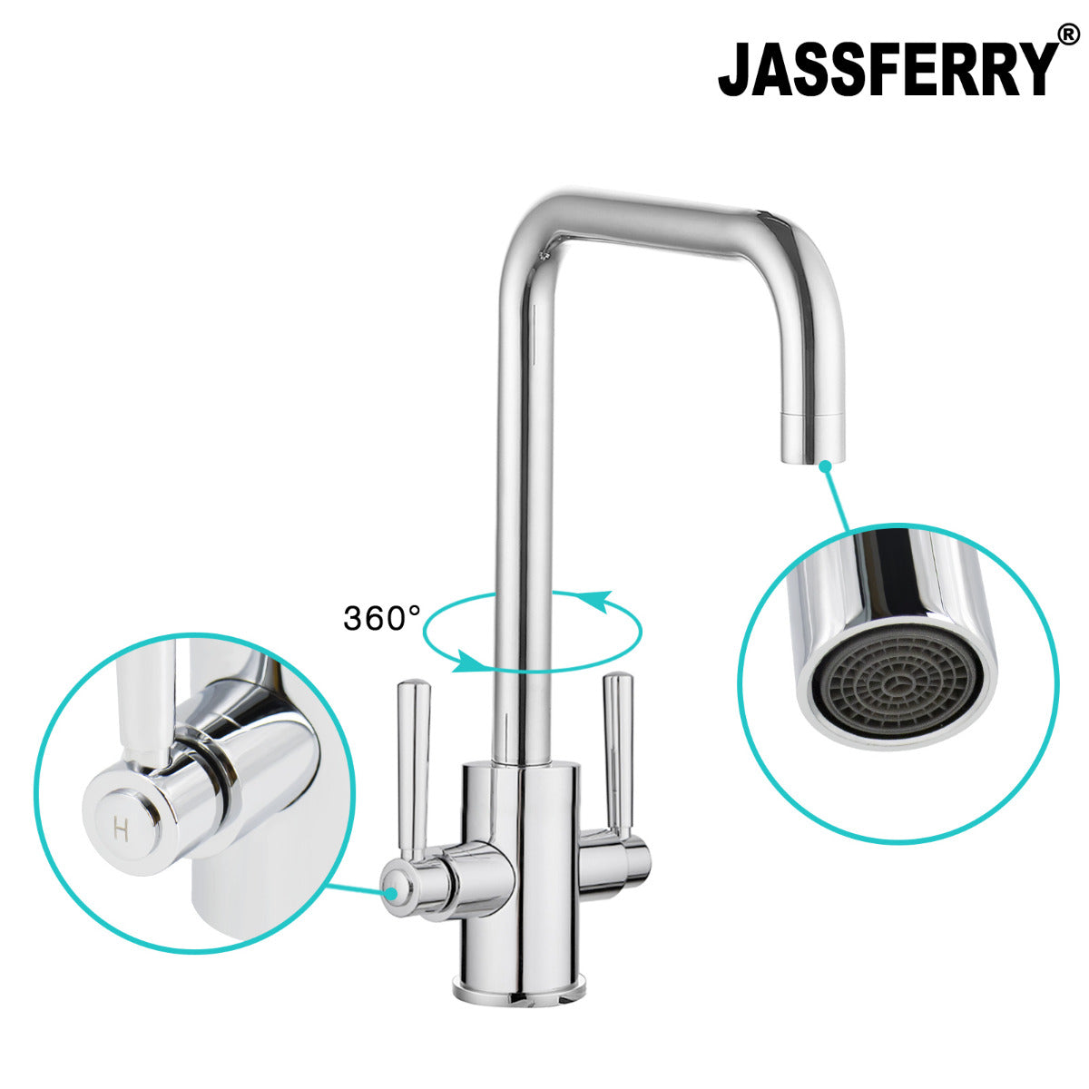 JassferryJASSFERRY Modern Kitchen Sink Mixer Tap Two Handle Swivel Spout ChromeKitchen taps