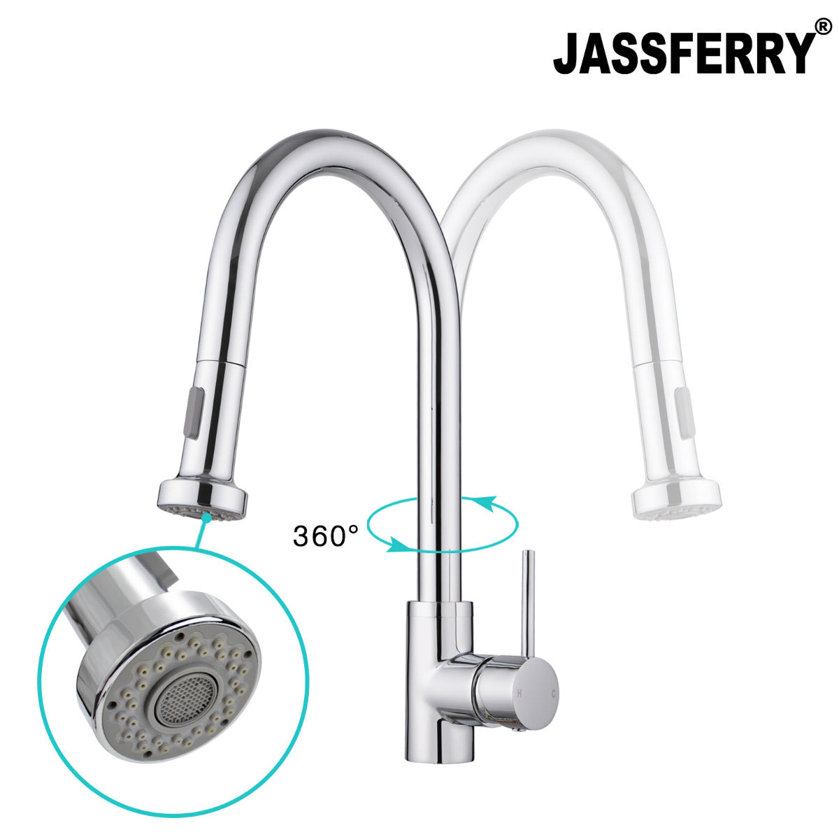 JassferryJASSFERRY Kitchen Sink Mixer Tap Pull Down Sprayer Pull Out Single Lever FaucetKitchen taps