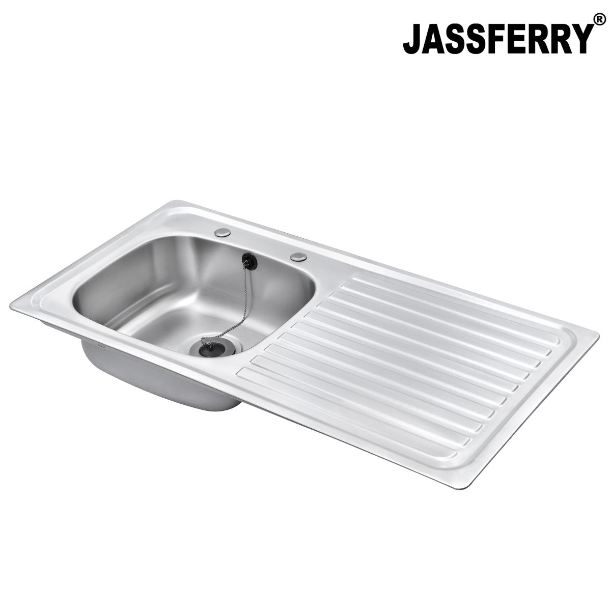 JassferryJASSFERRY Two Tap Holes Stainless Steel Kitchen Sink 1 Bowl Righthand DrainerKitchen Sinks