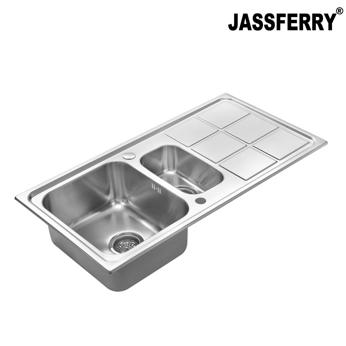 JassferryJASSFERRY Stainless Steel Kitchen Sink 1.5 Bowl Rectangle Reversible DrainerKitchen Sink