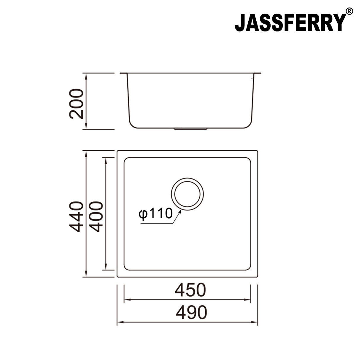 JassferryJASSFERRY Undermount Stainless Steel Kitchen Sink Deep Single One Bowl - 793Kitchen Sinks