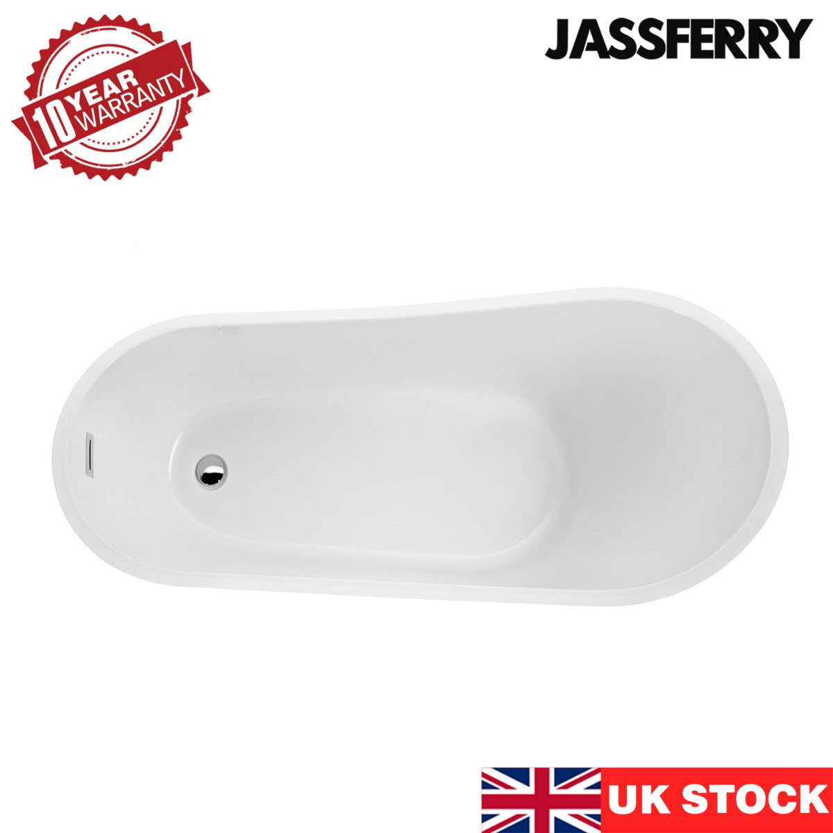 JassferryJASSFERRY Modern Design Freestanding Bathtub White Gloss Soaking Baths AcrylicBathtubs