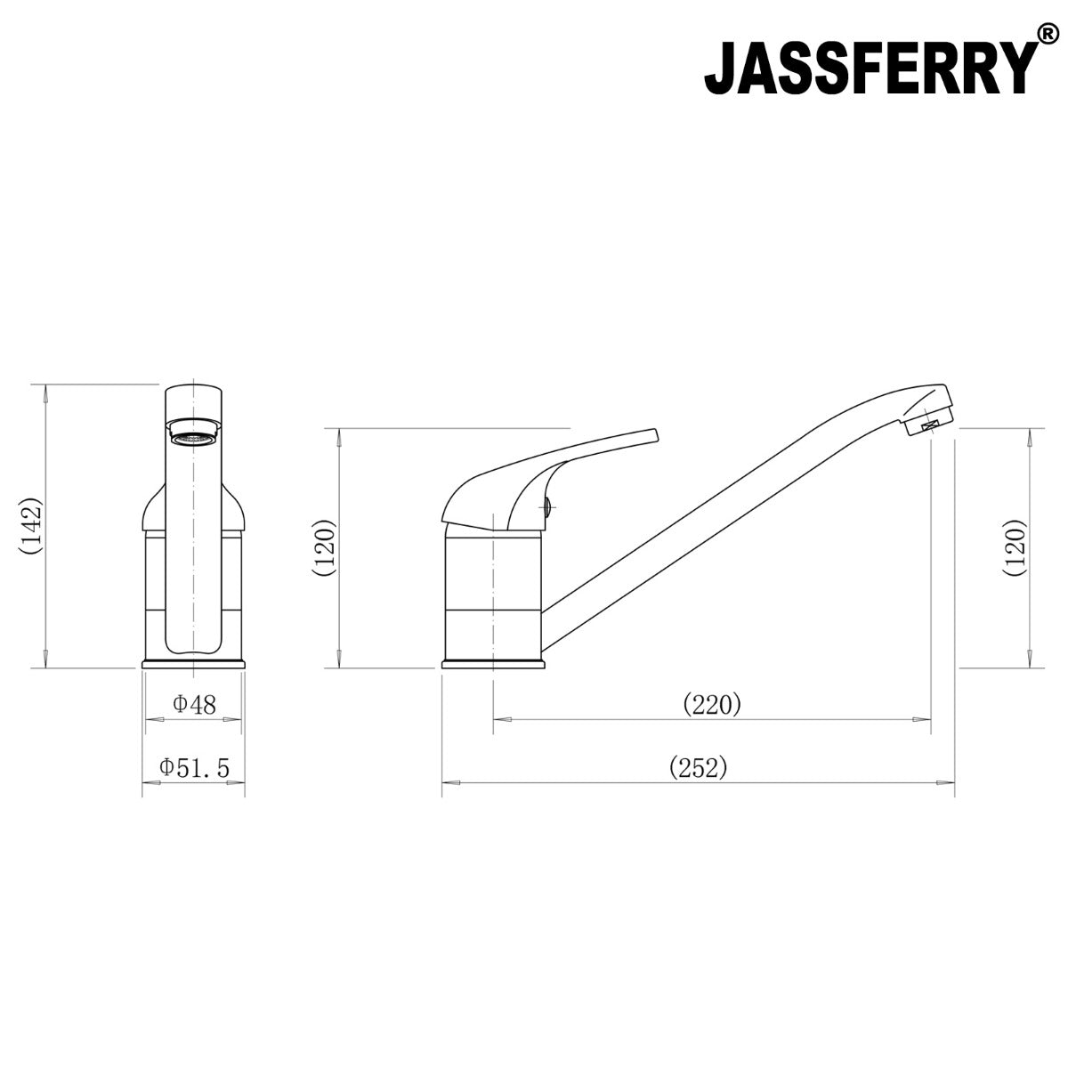 JassferryJASSFERRY Traditional Kitchen Sink Tap Mixer Monobloc Single Lever Swivel SpoutKitchen taps