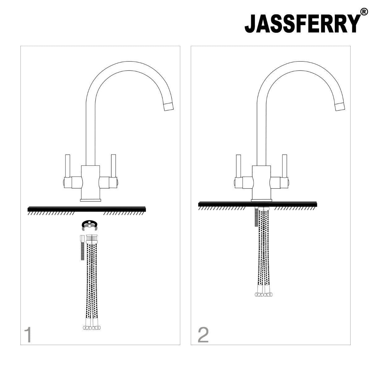 JassferryJASSFERRY New Modern Kitchen Sink Mixer Tap Two Handle Swivel Spout ChromeKitchen taps